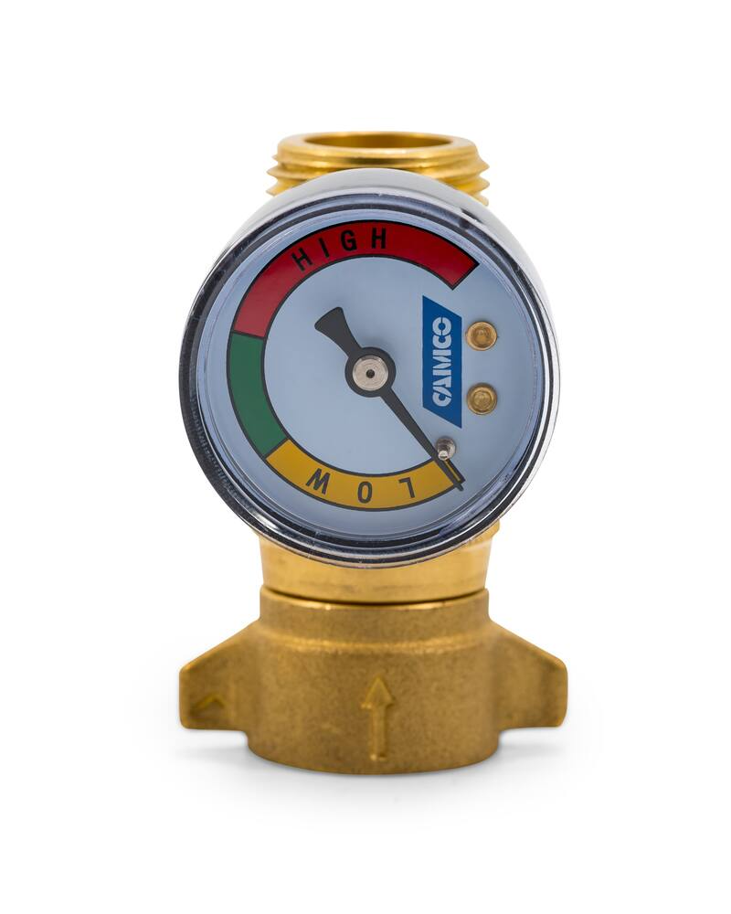 CAMCO 40064 Brass RV Water Pressure Regulator with Guage