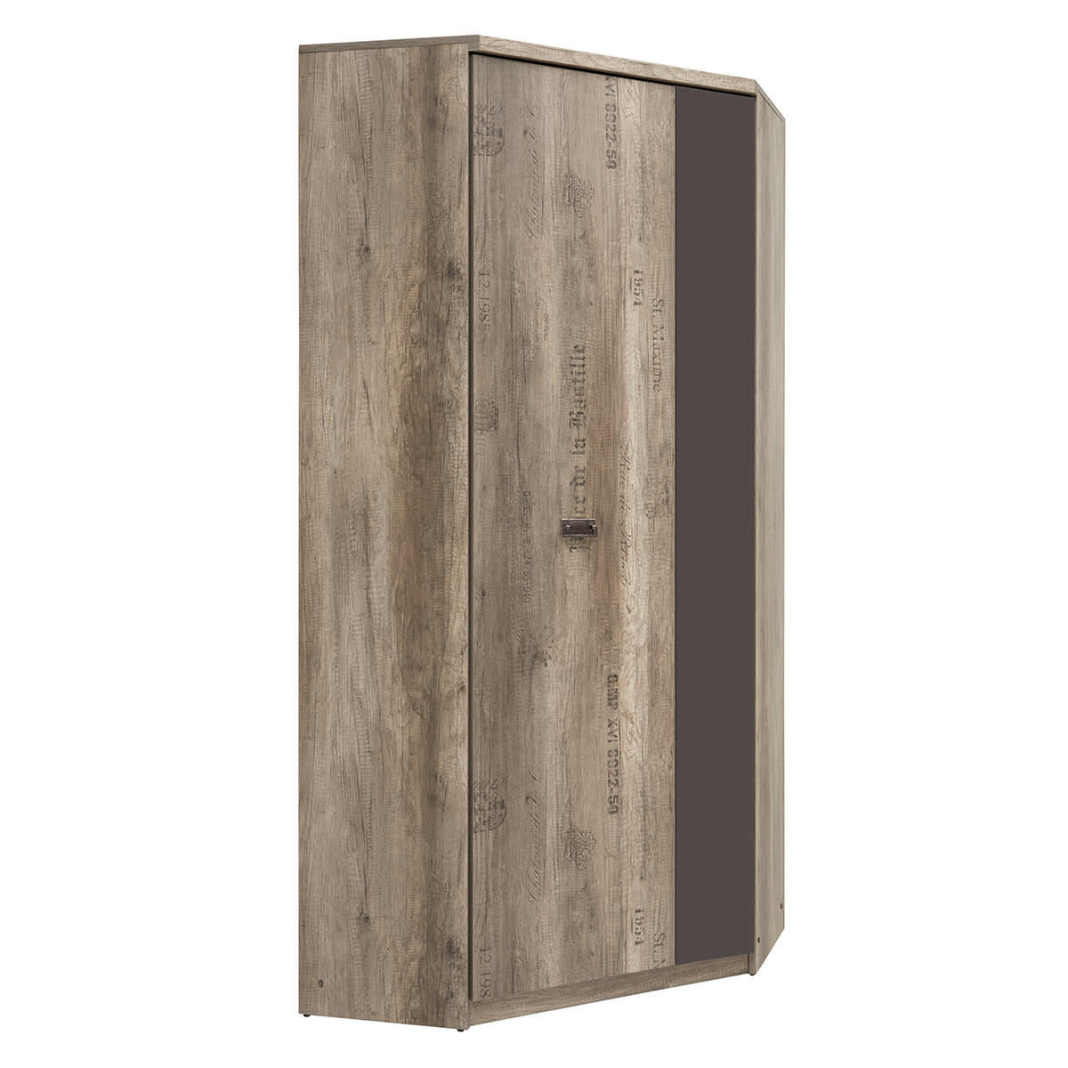 - Armoire d'angle 2 portes stratifiés naturel et gris