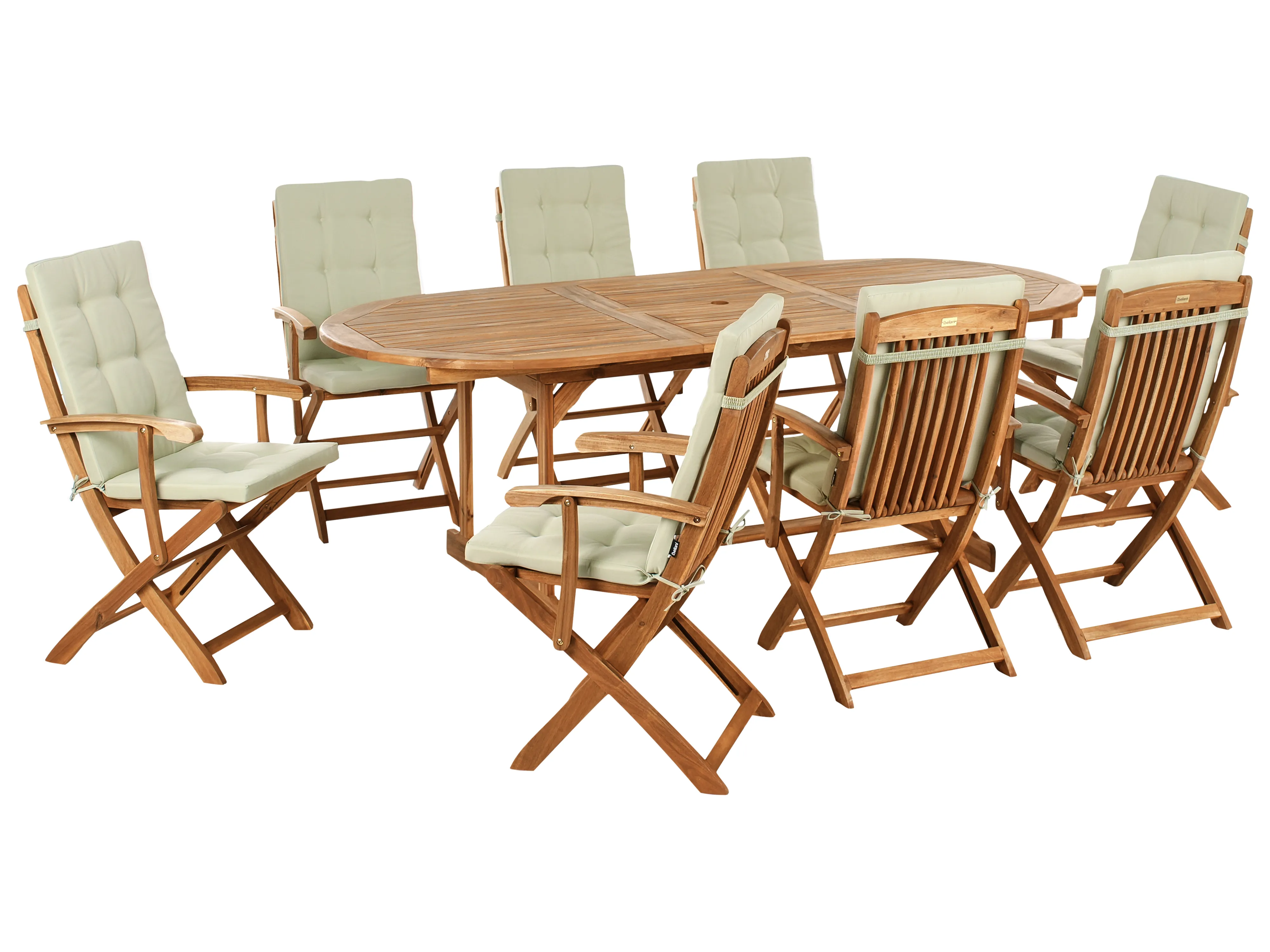 Garden Dining Set 8 Seater MAUI PREMIUM Acacia Wood Light Green