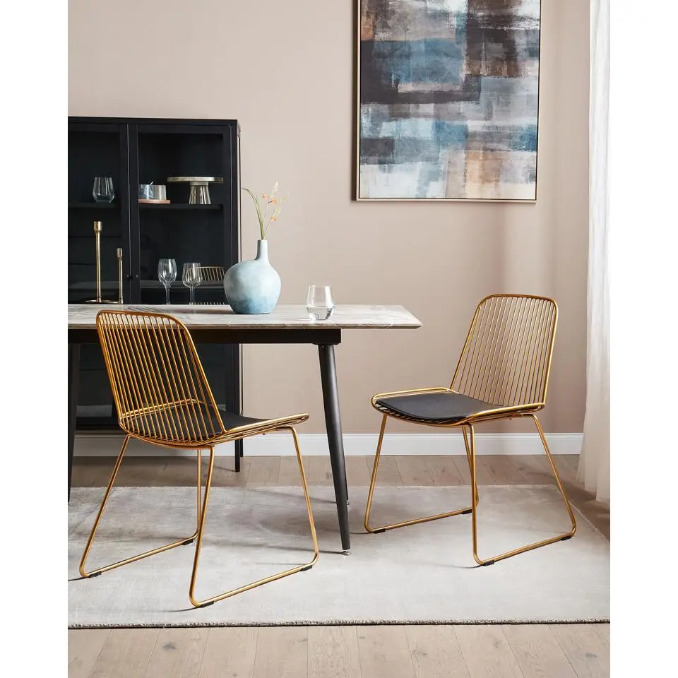 PENSACOLA - Eetkamerstoel set van 2 - Goud - Metaal