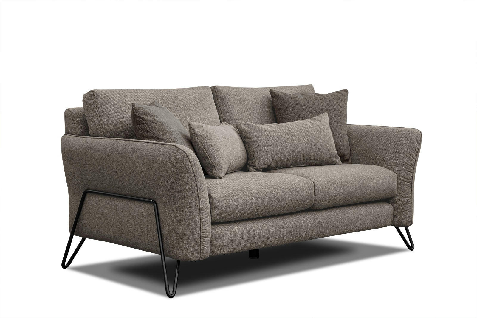 LOREM - Canapé droit 2 places tissu taupe