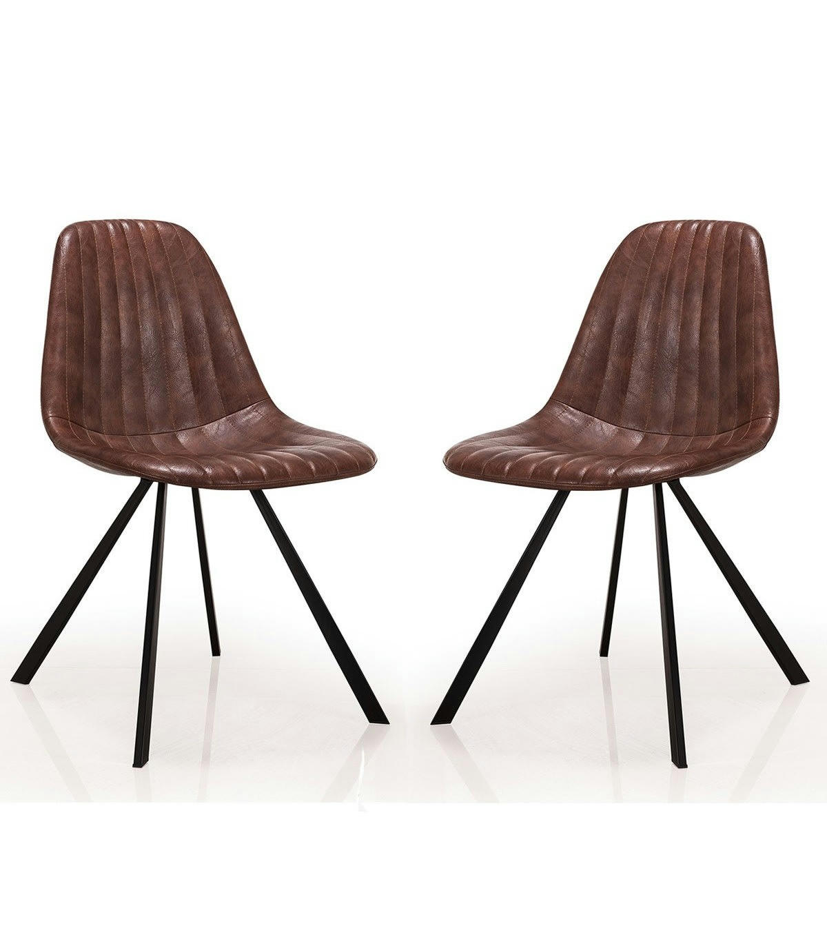 FACELLE - Lot de 2 Chaises en Vinyle L57 cm - Effet cuir