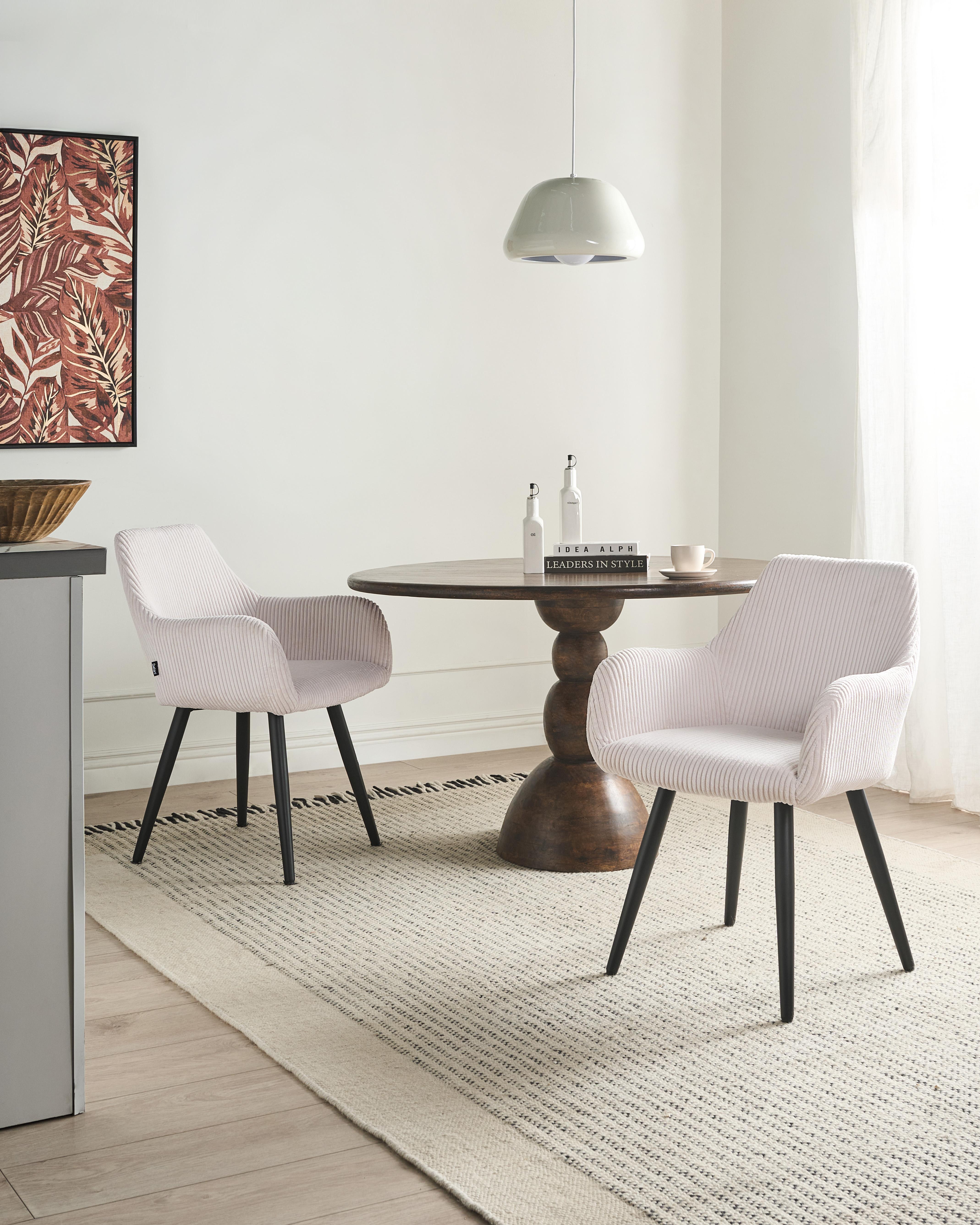 Set of 2 Dining Chairs MORI Corduroy Light Beige