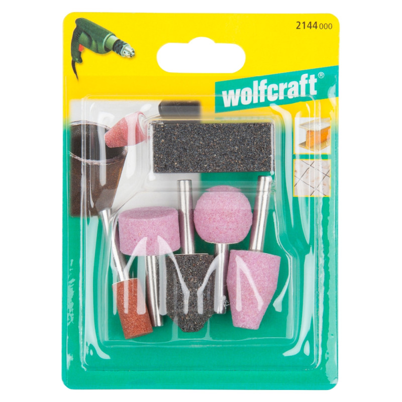 Set de meules abrasives et une pierre d'affûtage WOLFCRAFT
