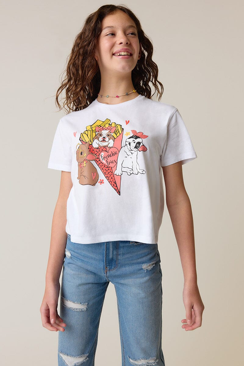 Hello Franki Frenchie Fry Graphic Tee for girls
