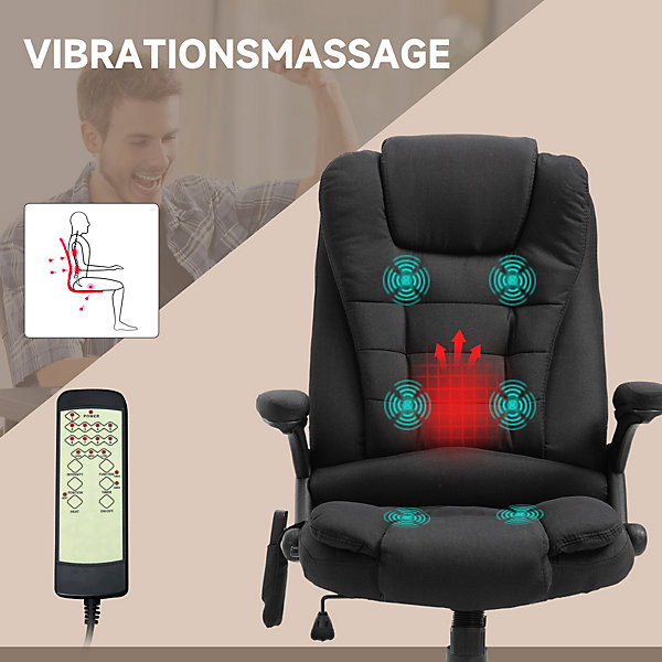 Fauteuil de Bureau Ergonomique - Chaise Gamer avec Massage et Réglage Hauteur, Confortable et Pivotante, 67x74x120 cm, Noir