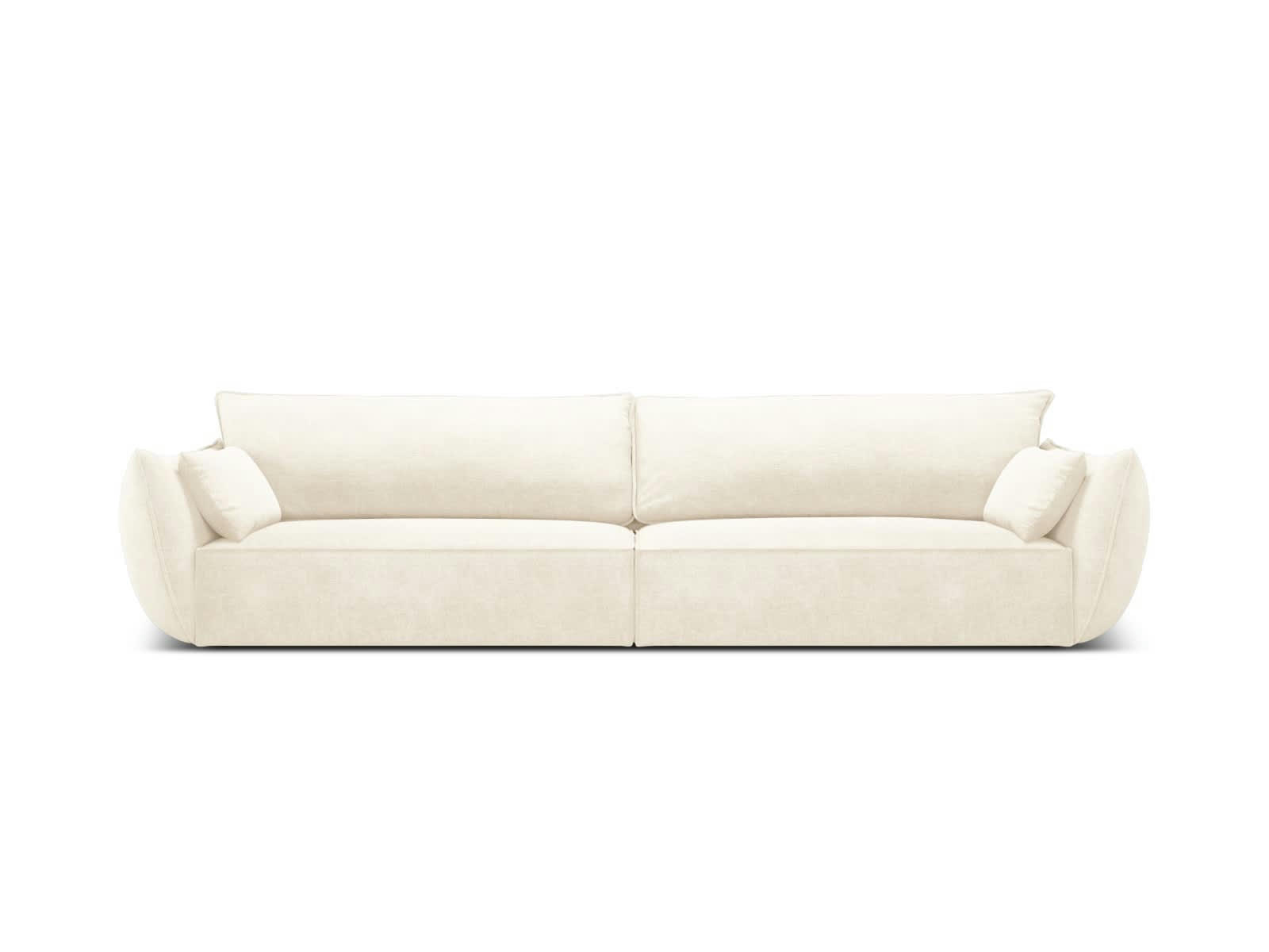 KAELLE - Canapé 4 places en tissu chenille beige clair