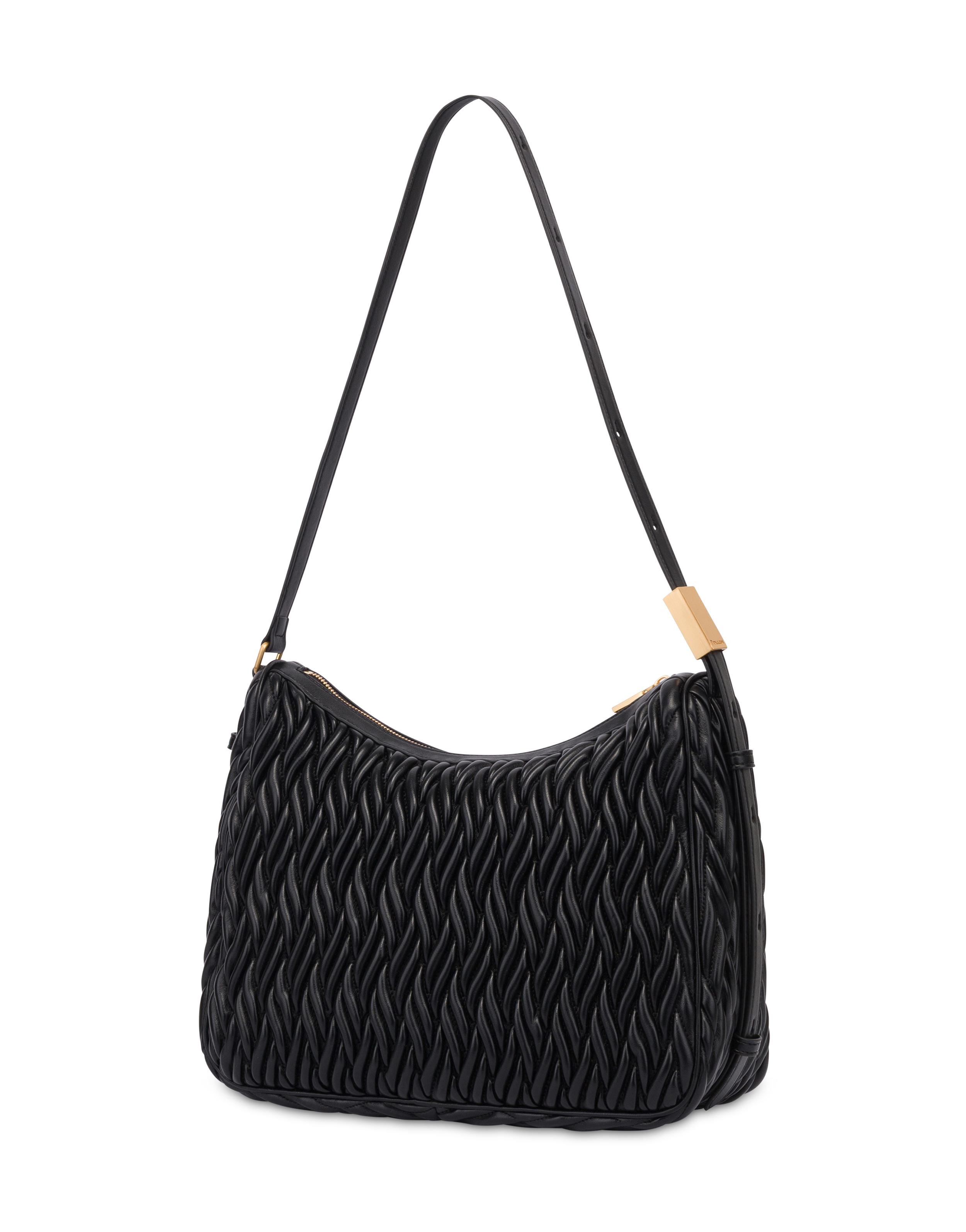 Borsa A Spalla Alba In Quilted Pu E Soft Pu Nero/nero