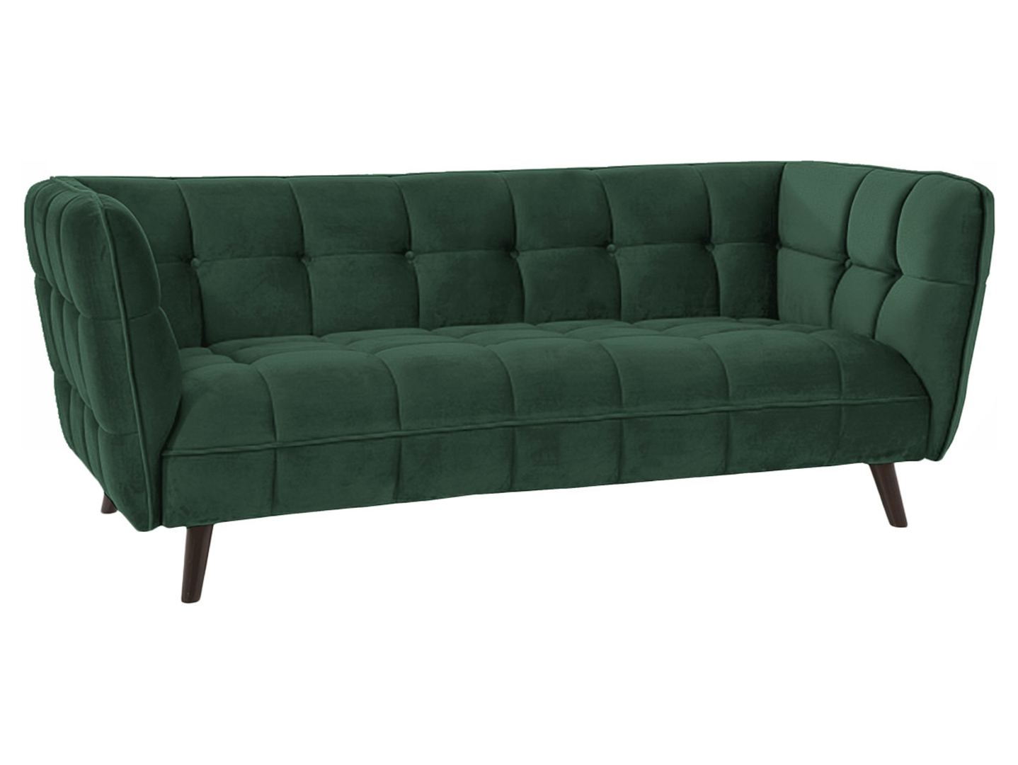 Sofa trzyosobowa Castello 3 welurowa pikowana zielona