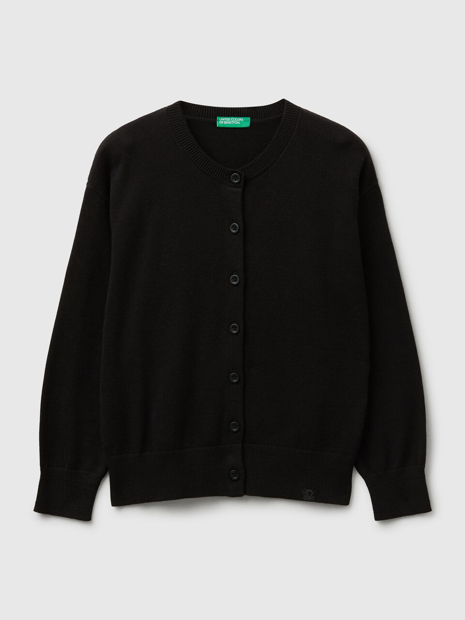 Pure cotton crew neck cardigan