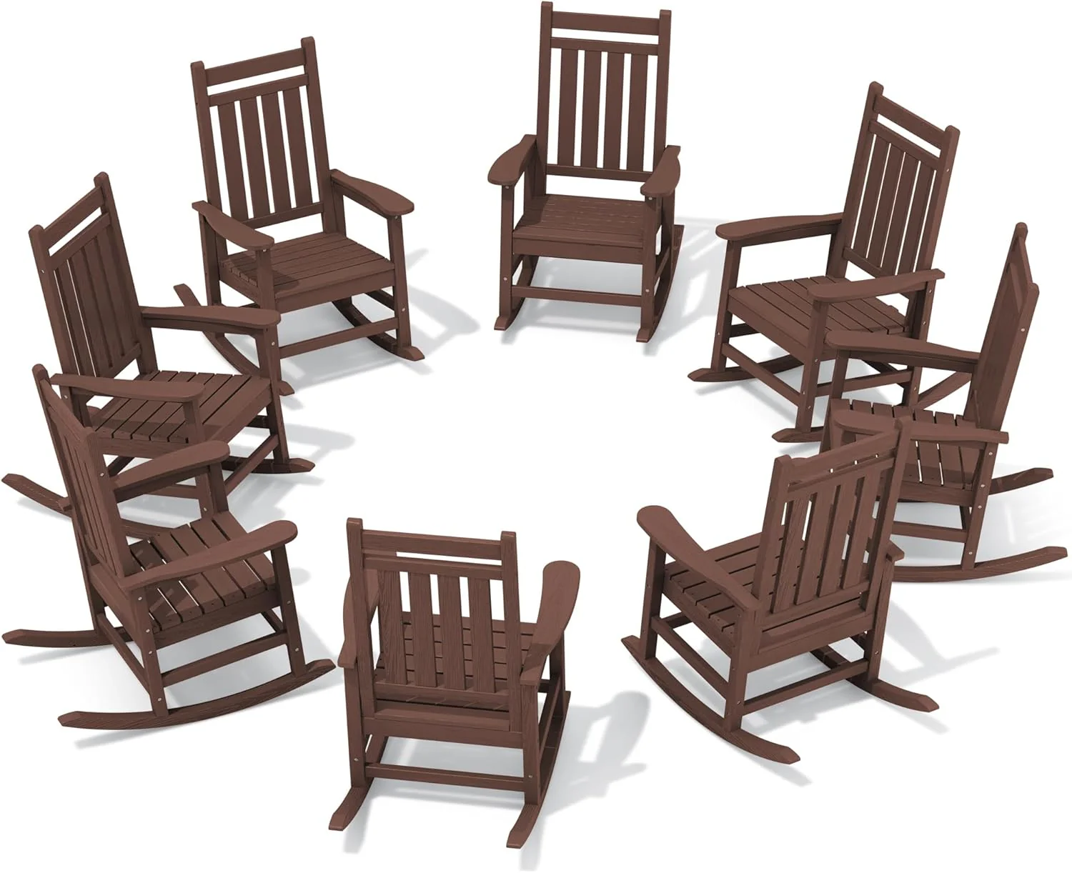 Outdoor Rocking Chair, HDPE Rocking Chair for Adults, All Weather Porch Rockers for Lawn Garden, White(8 packs)