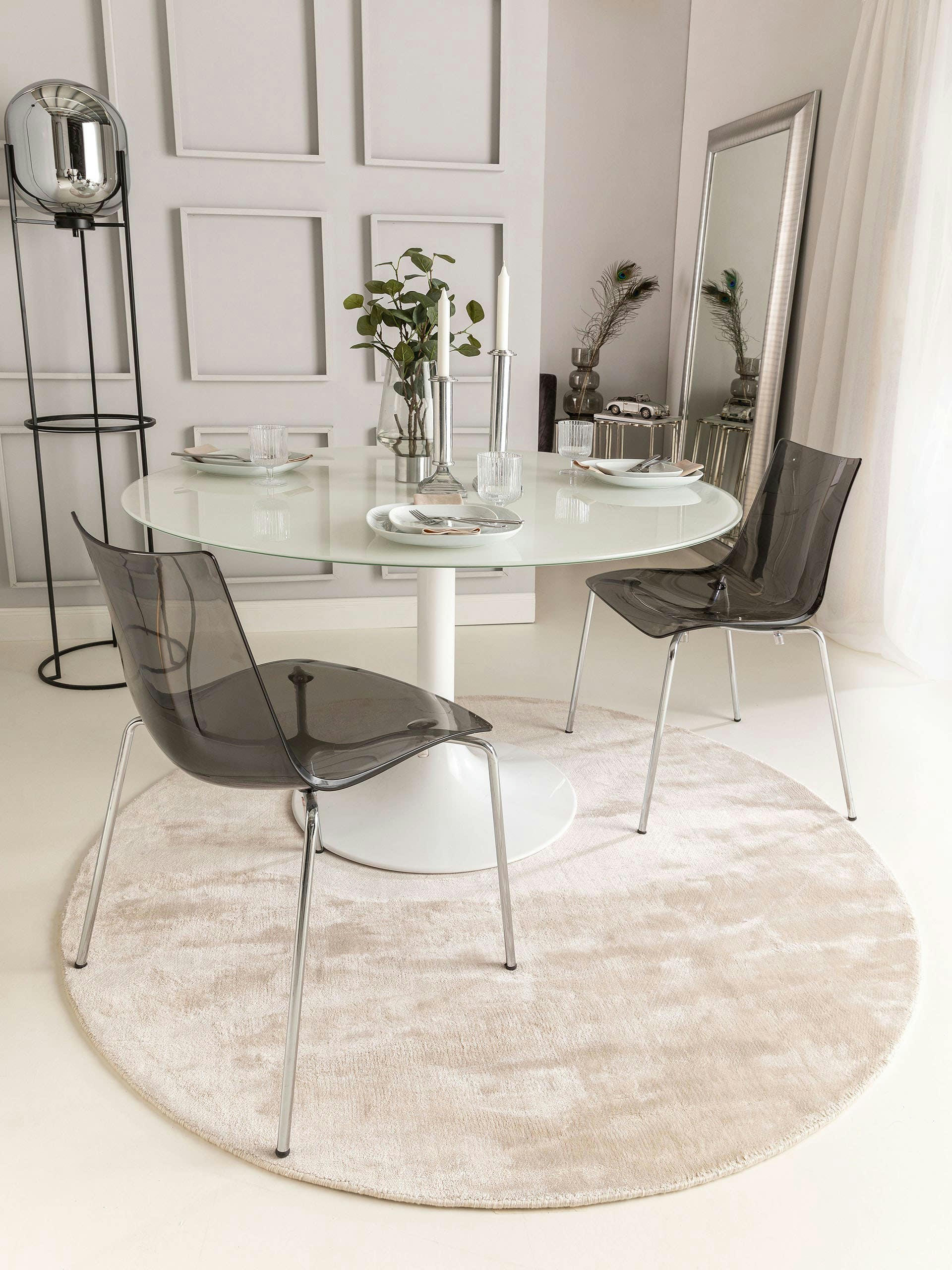 NELA - Tapis en viscose rond ivory D 120