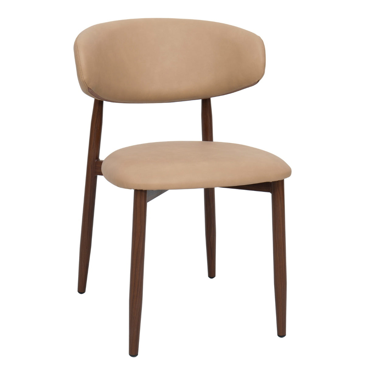 Giga Meubel Eetkamerstoel Alexia - Beige/Walnoot - PU Leer - Set van 2
