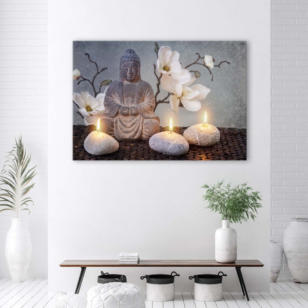 Feeby Obraz na płótnie Buddha i świece 60x40