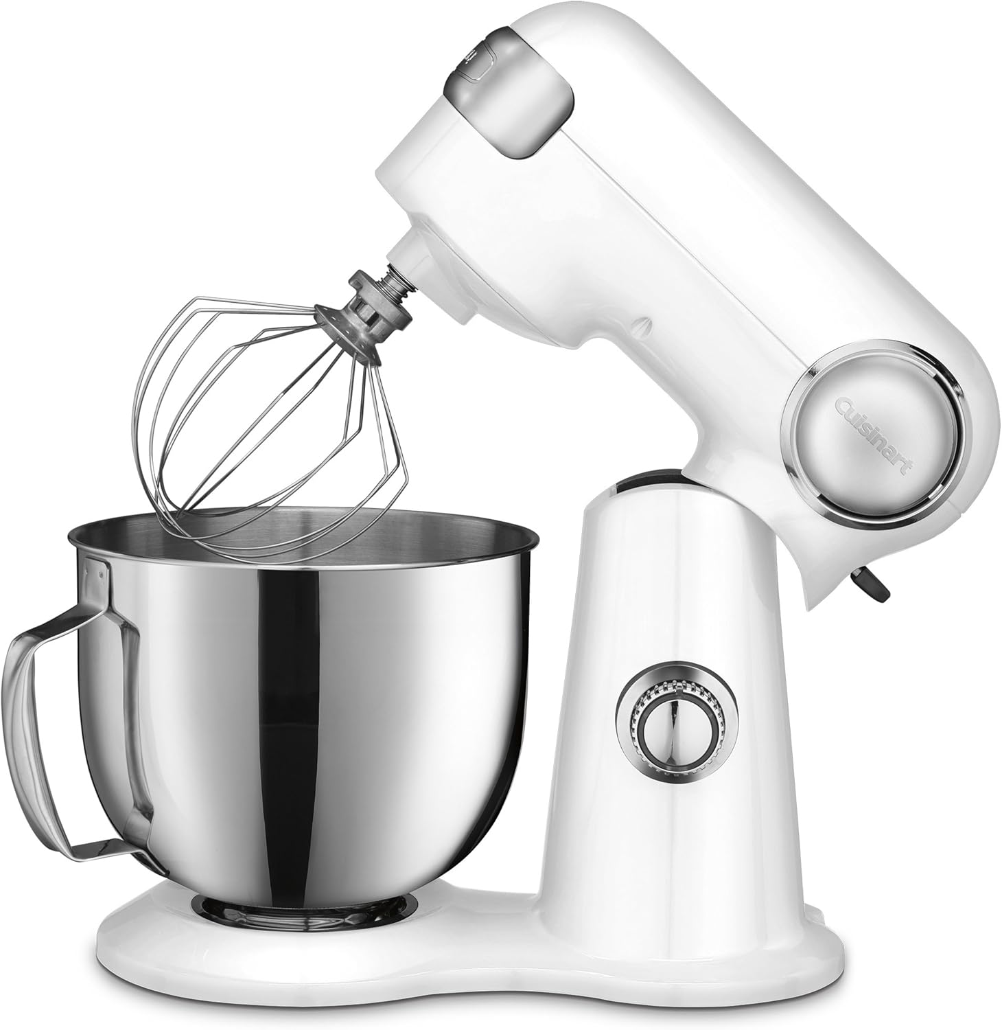 Cuisinart Stand Mixer, 12 Speed, 5.5 Quart Stainless Steel Bowl, Chef’s Whisk, Mixing Paddle, Dough Hook, Splash Guard w/ Pour Spout, White Linen, SM-50, Manual