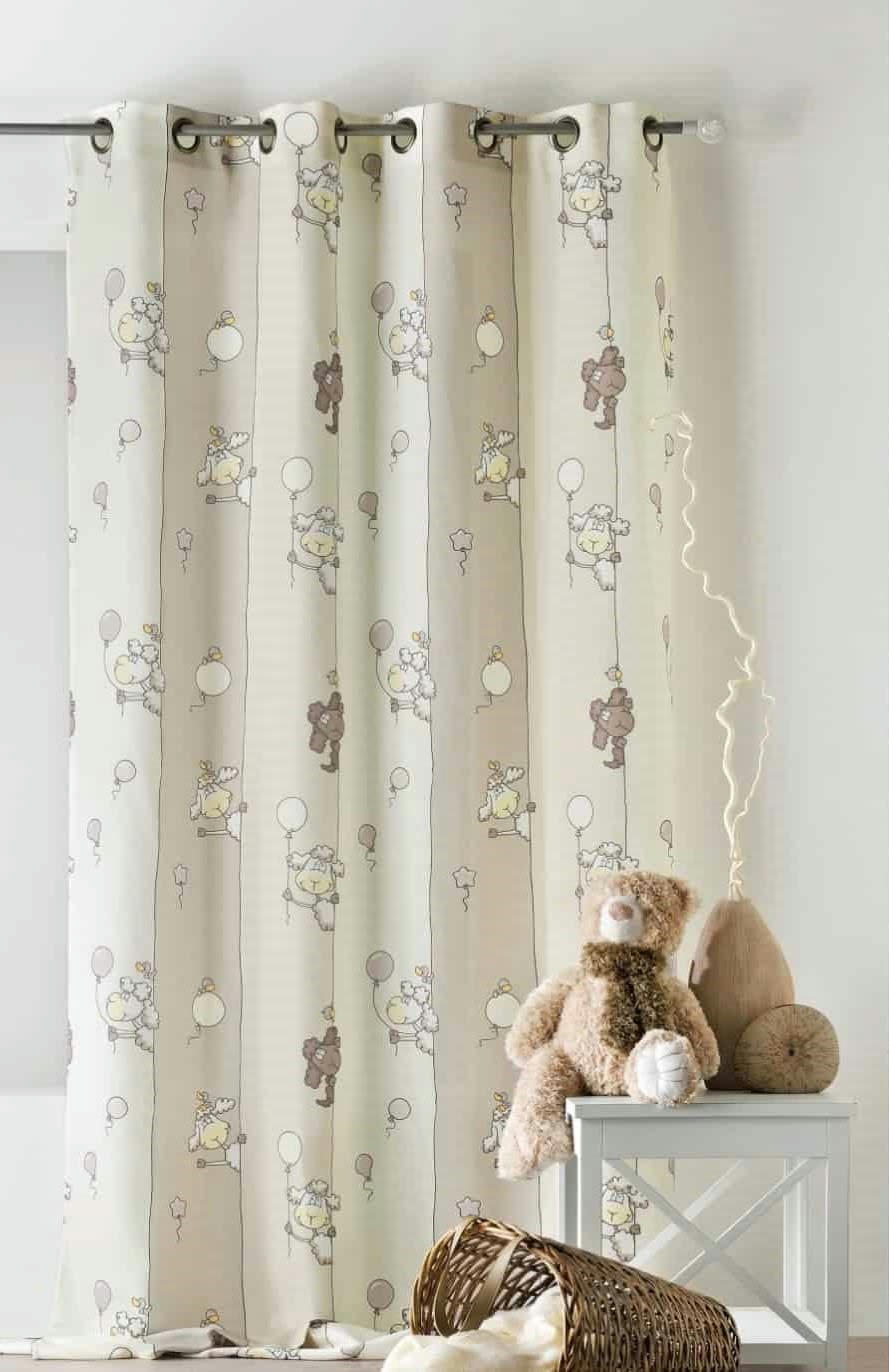 - Rideau enfant motif mouton écru 135x260cm