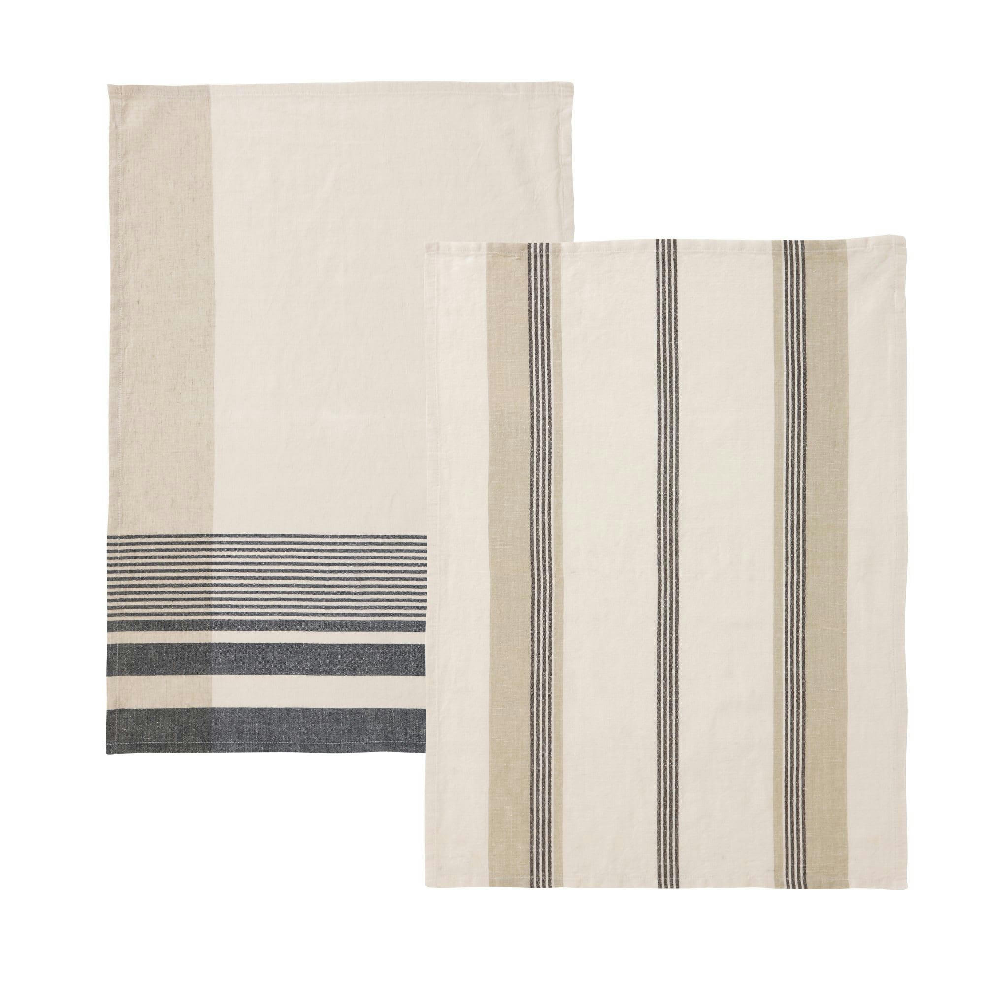 LINEAIRE - Lot de 2 torchons 50x70 multicolore en lin