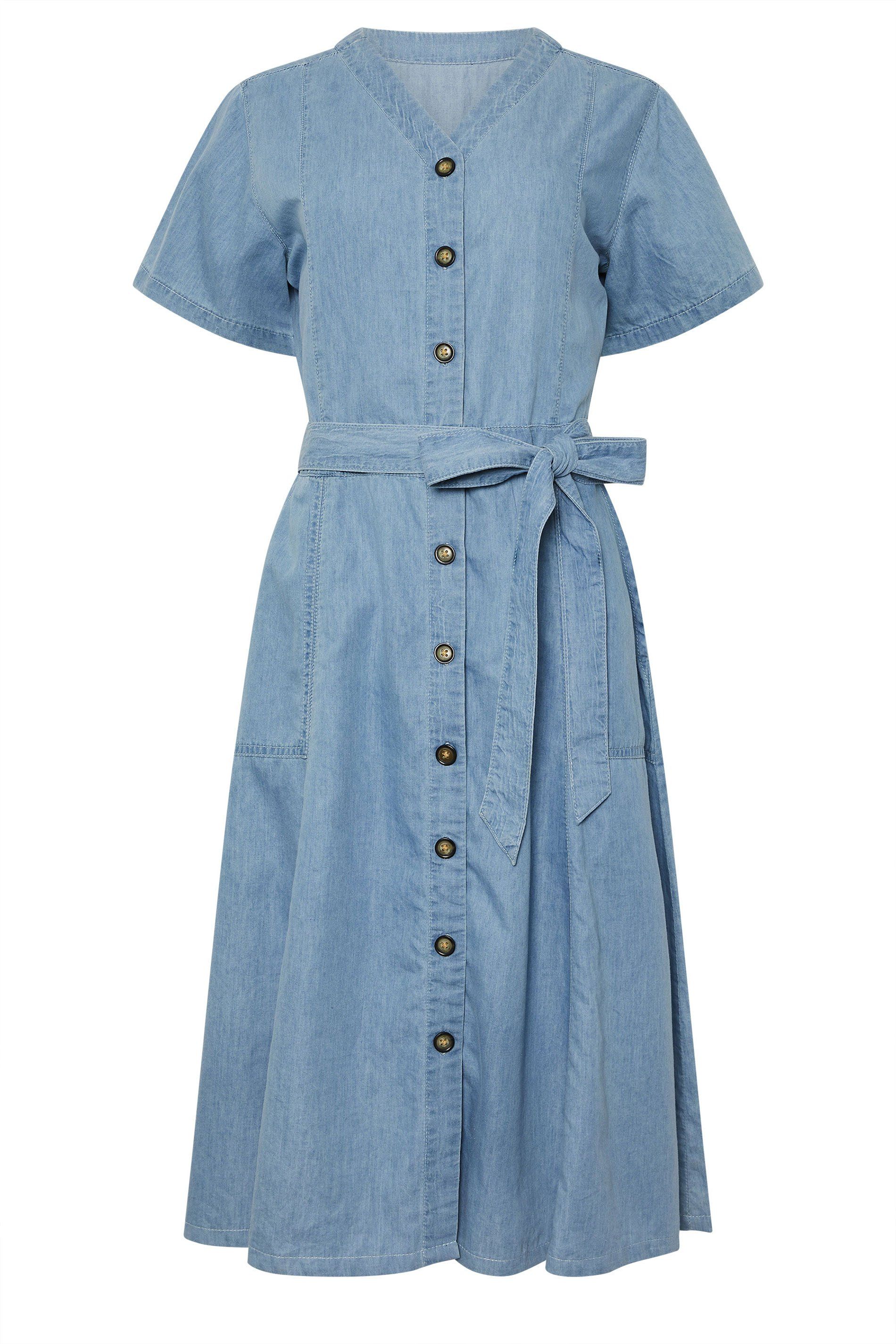M&Co Denim Tie Waist Shirt Dress