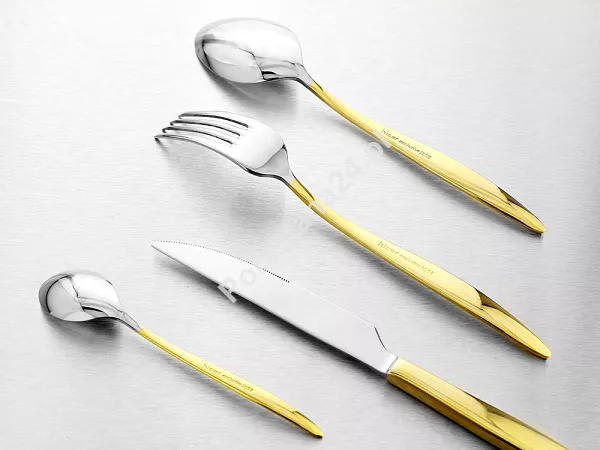 Komplet sztućców 24 cz. na 6 osób Hisar - Mercury Gold (4.0/3.0mm) złocone
