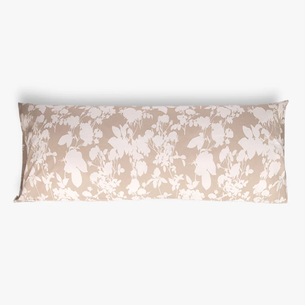 Fronha para Almofada de Dormir Flores Bege e Branco 45x155 CAMÉLIA