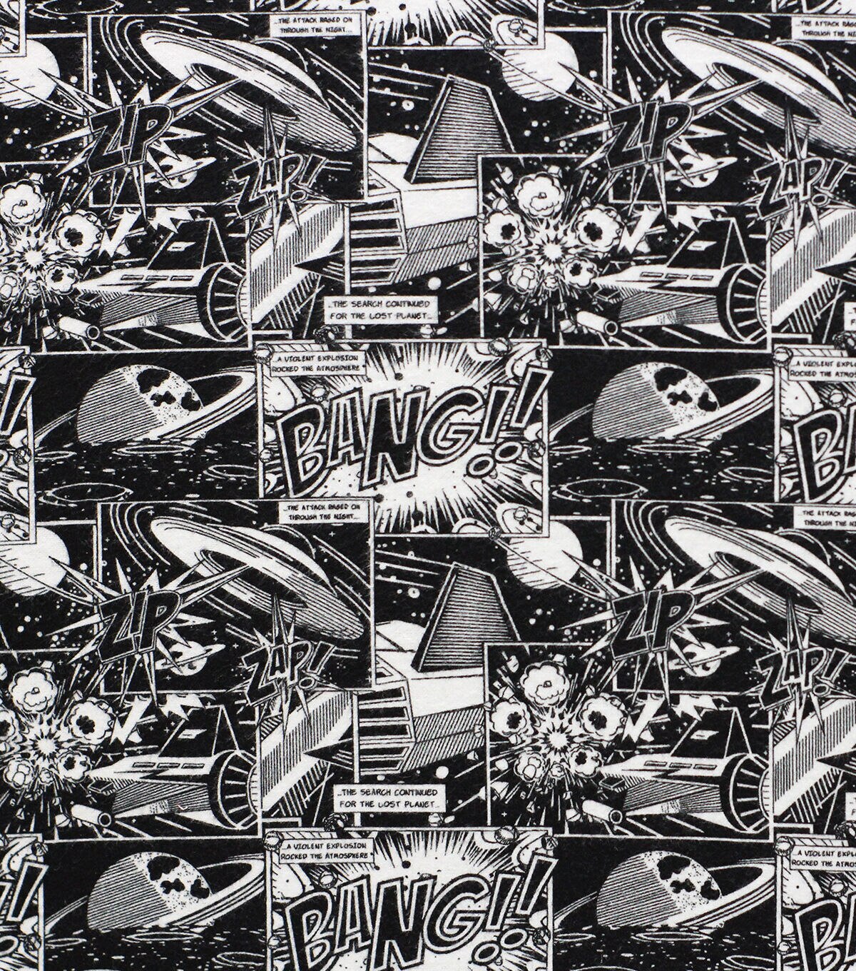 Black and White Comic Blocks Super Snuggle Flannel Fabric