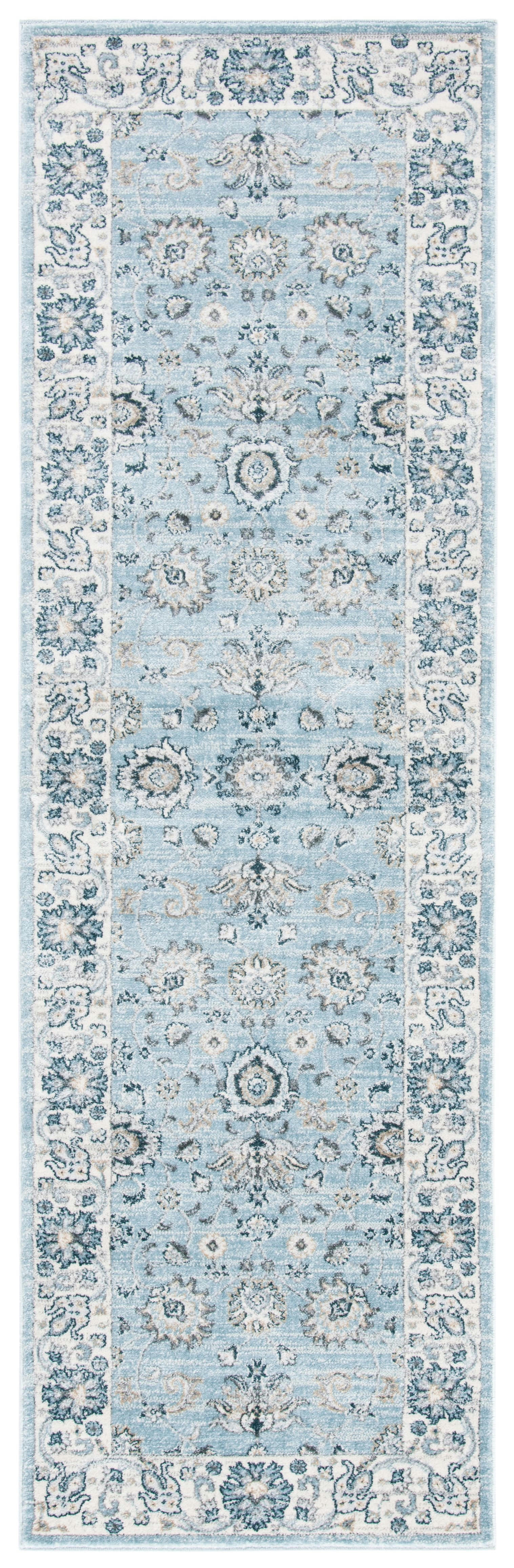 ISABELLA - Tapis de salon interieur en bleu clair & crème, 66 x 213 cm