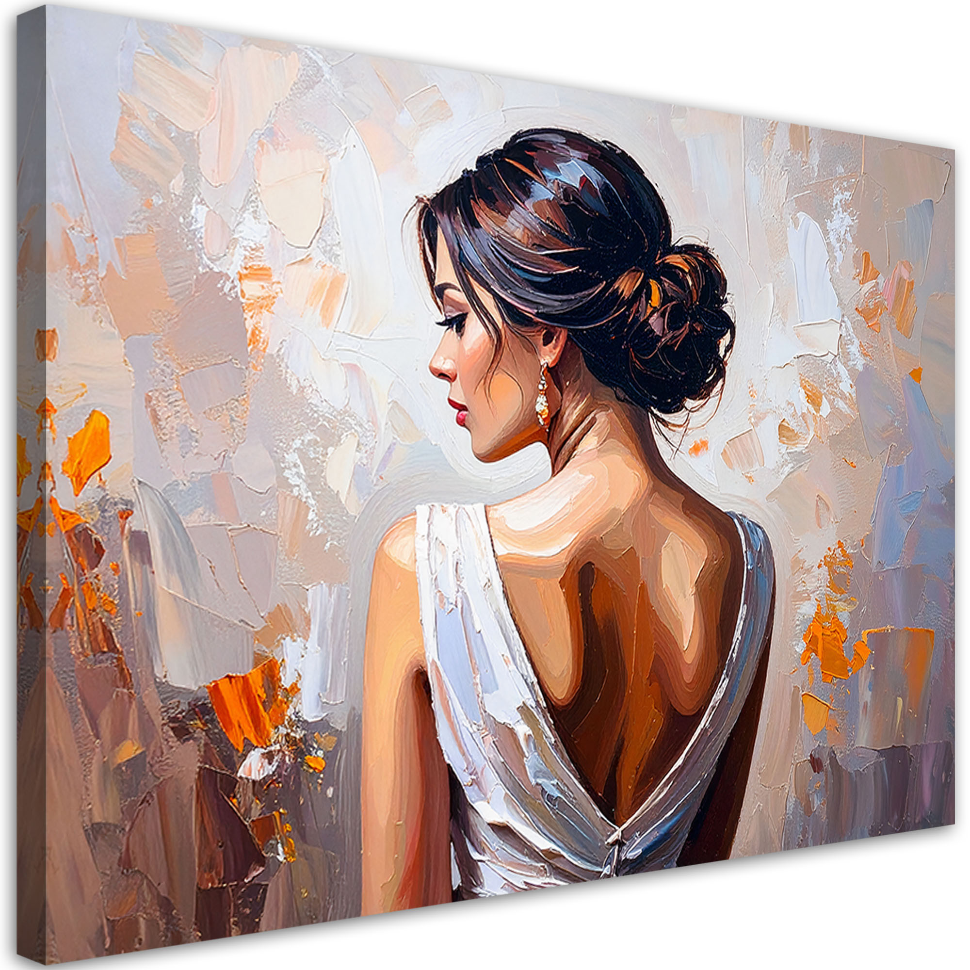 Feeby Obraz nowoczesny do salonu sypialni, Piękna kobieta Beżowy 60x40