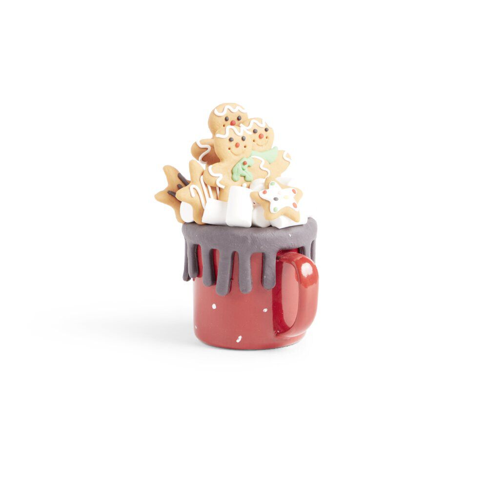 Tasse décoration pain d'épice métal et argile H12,5cm