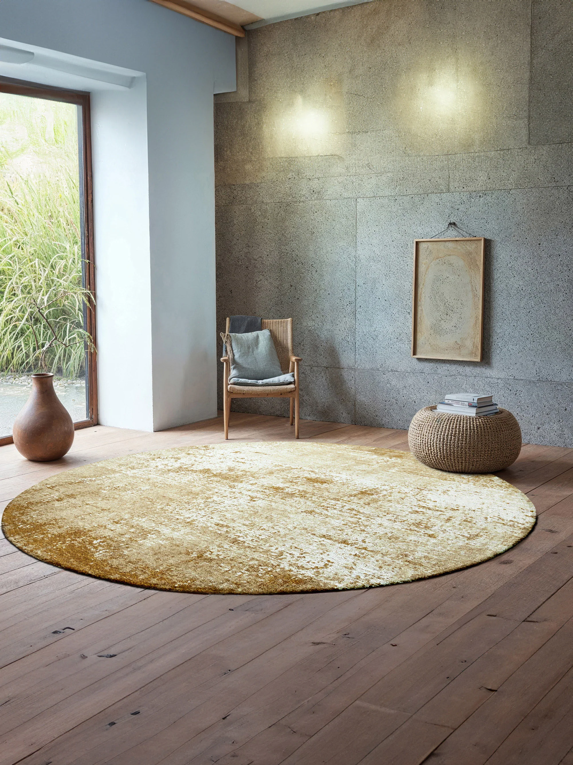 Waschbarer runder Indoor & Outdoor-Jacquard-Teppich Virgin Land