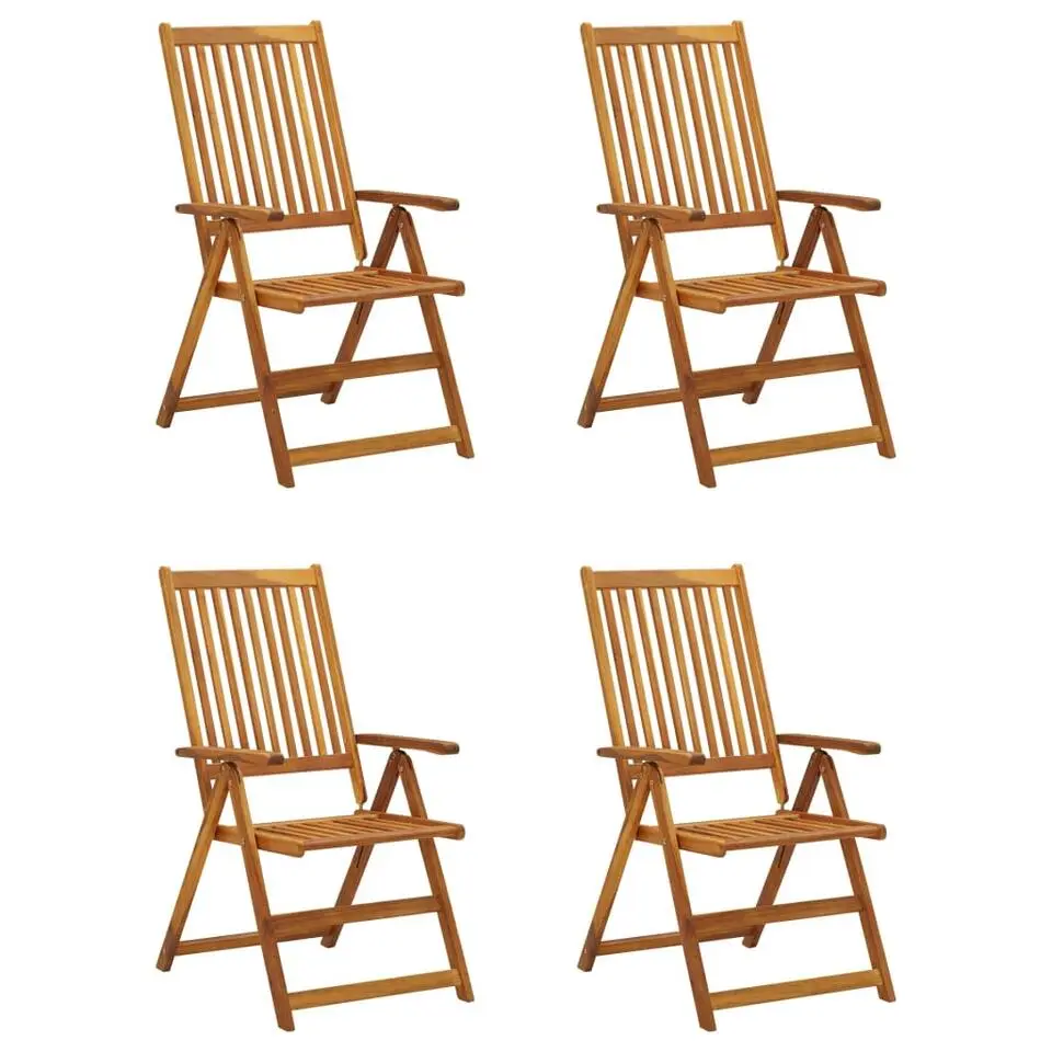 vidaXL - Verstelbare tuinstoelen - Kussens - Cr&egrave;me - Acaciahout - 4 stuks