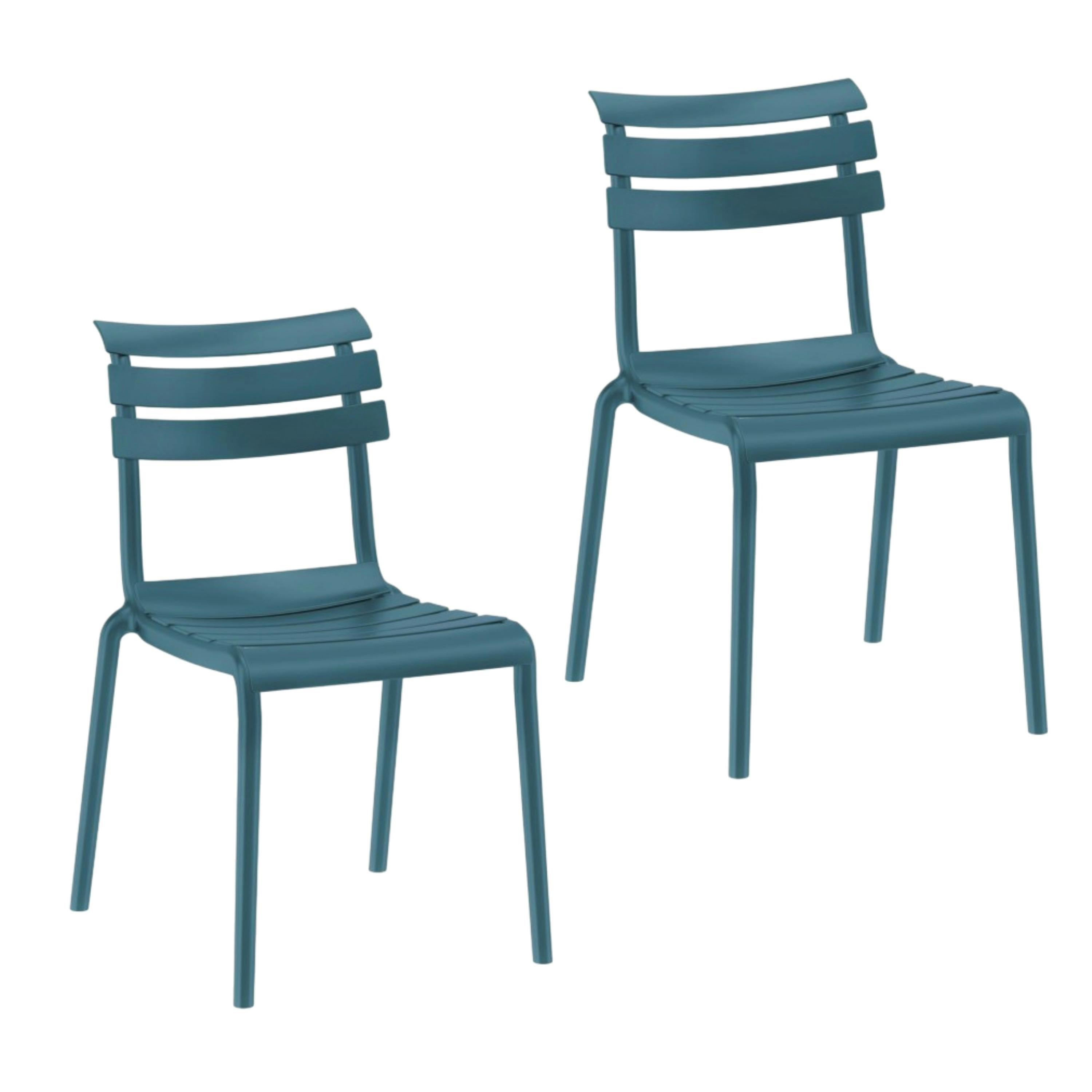 Chaise de jardin en plastique bleu (lot de 2) LUGANO