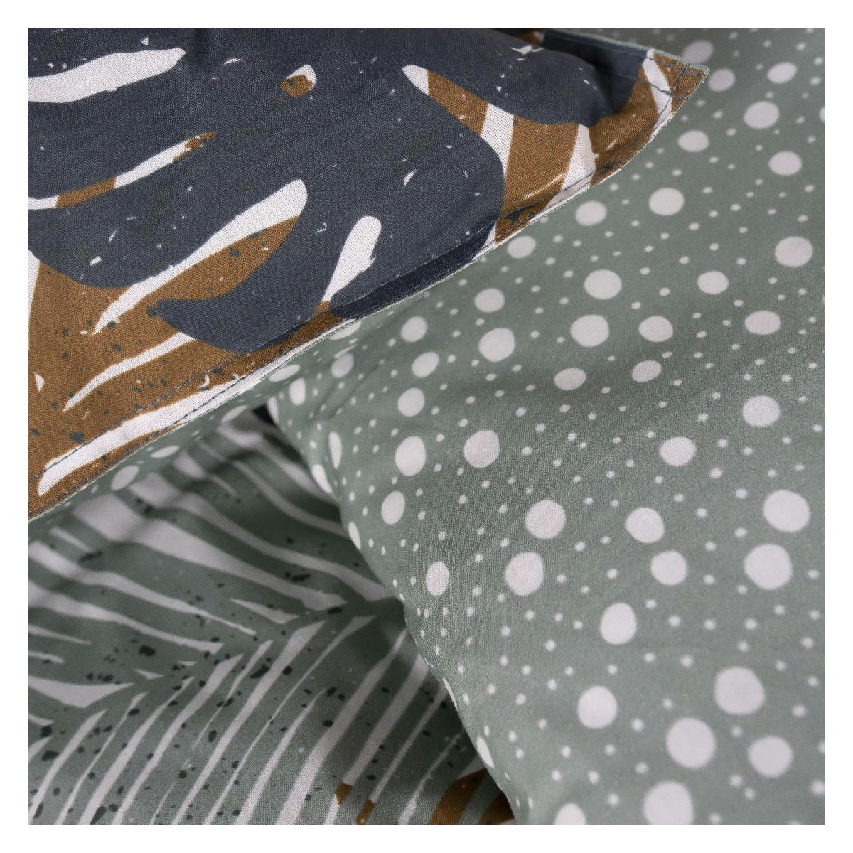 SUNSHINE AIME - Parure de lit 2 personnes imprimé en Coton Vert 220x240 cm