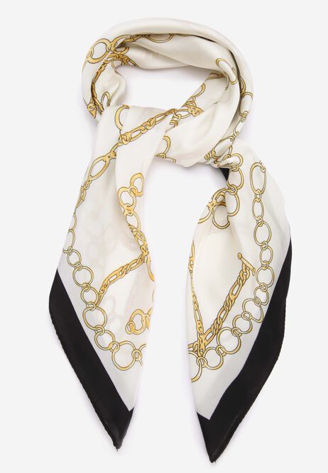 Womens Cream Chain Print Multiway Scarf