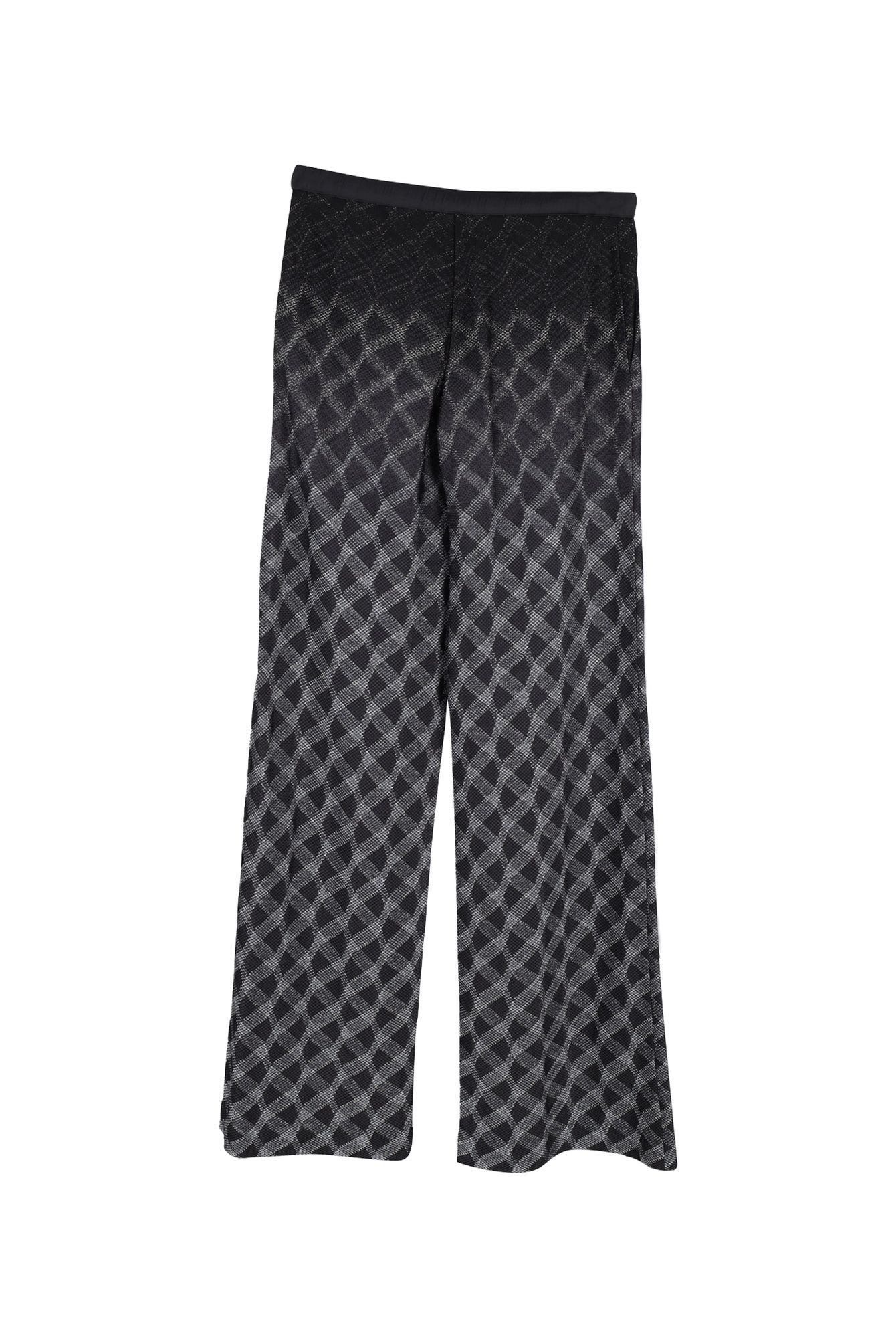 M Missoni Preloved Patterned Wide-Leg Pants in Black Rayon