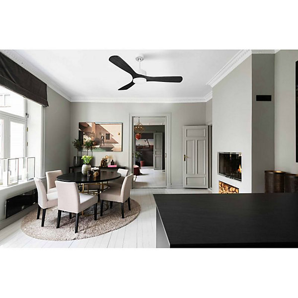 Modulo de KlassFan - Super destratificateur et ventilateur DC 132 cm Blanc bois noir Lumièredimmable 25 à 40 m²