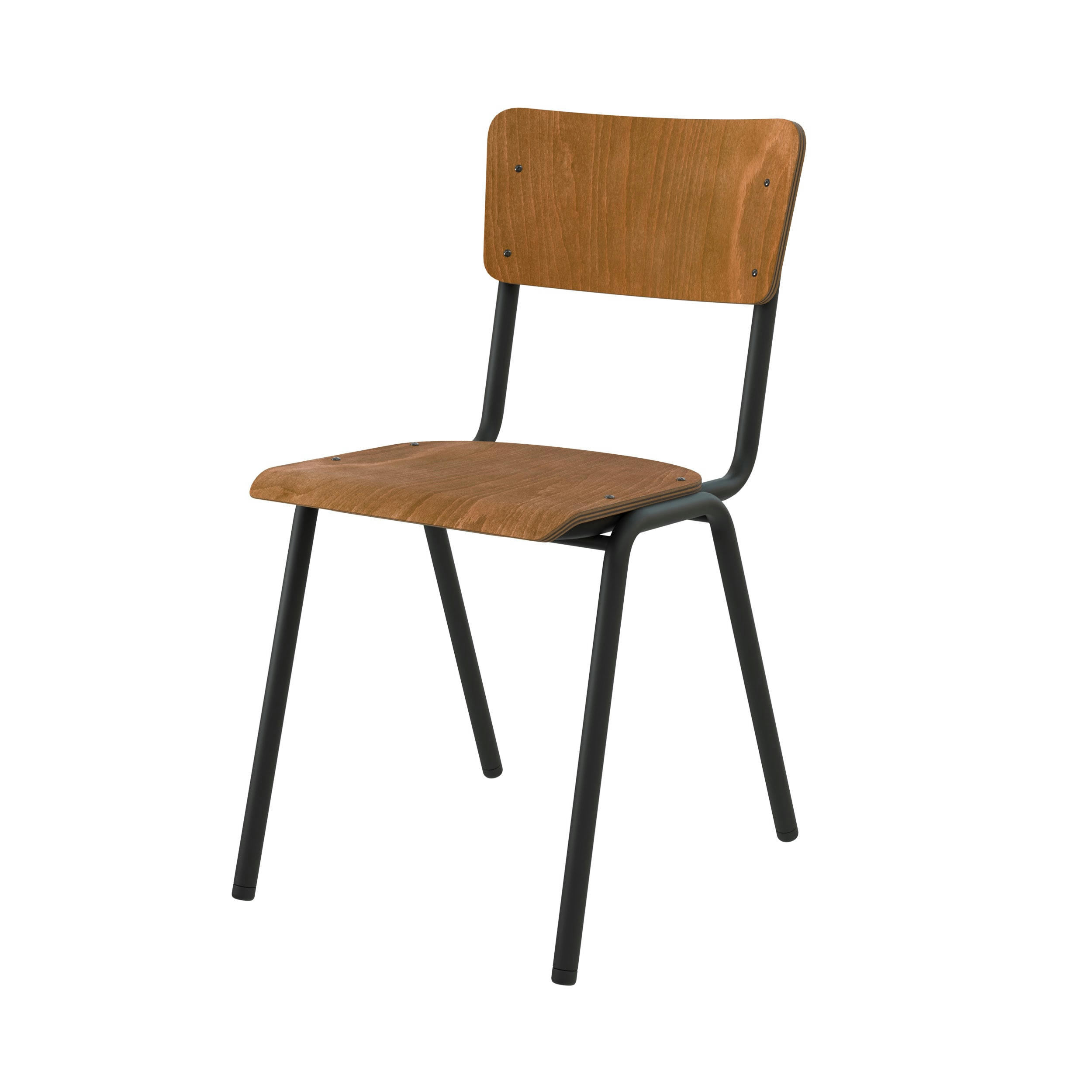 CLEM - Chaise écolier empilable en bois foncé (lot de 2)