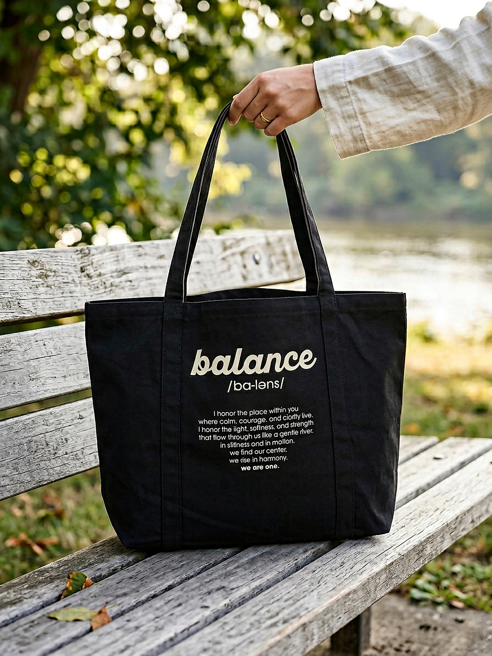 Materiałowa torba shopper z napisem