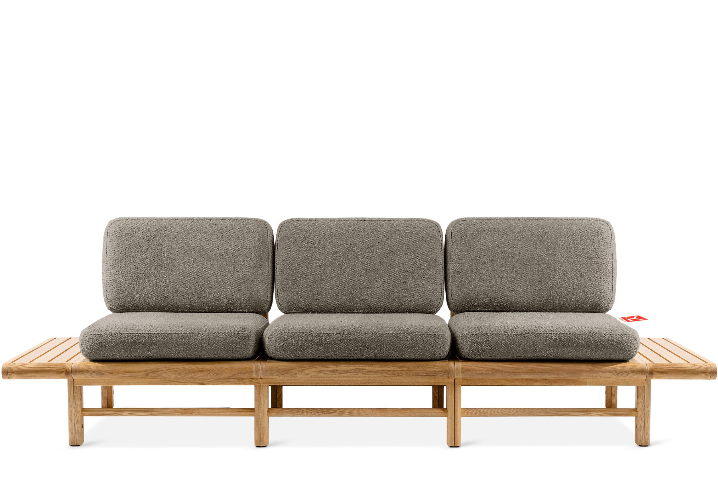 KONSIMO ATREDA Duża sofa do ogrodu z bocznymi stolikami, szara, boho