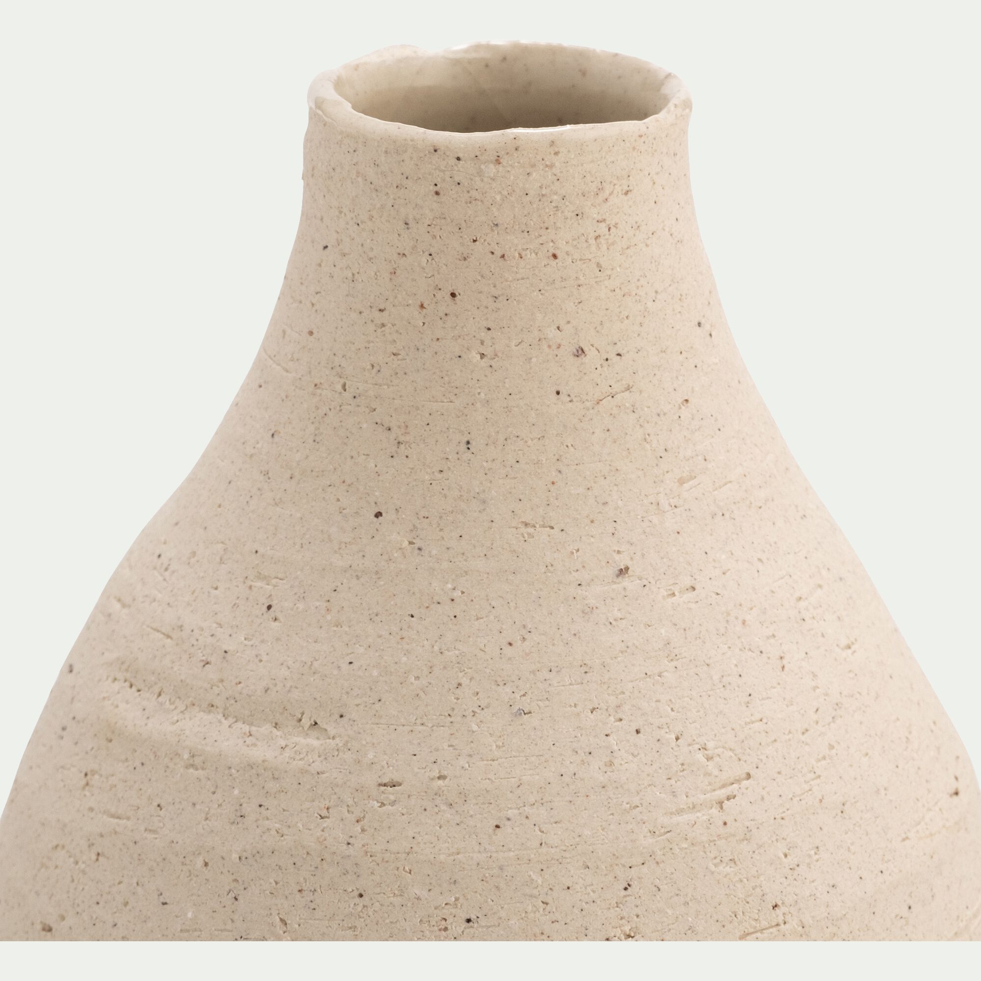 GERANI - Vase classique en grès H17,5cm - beige