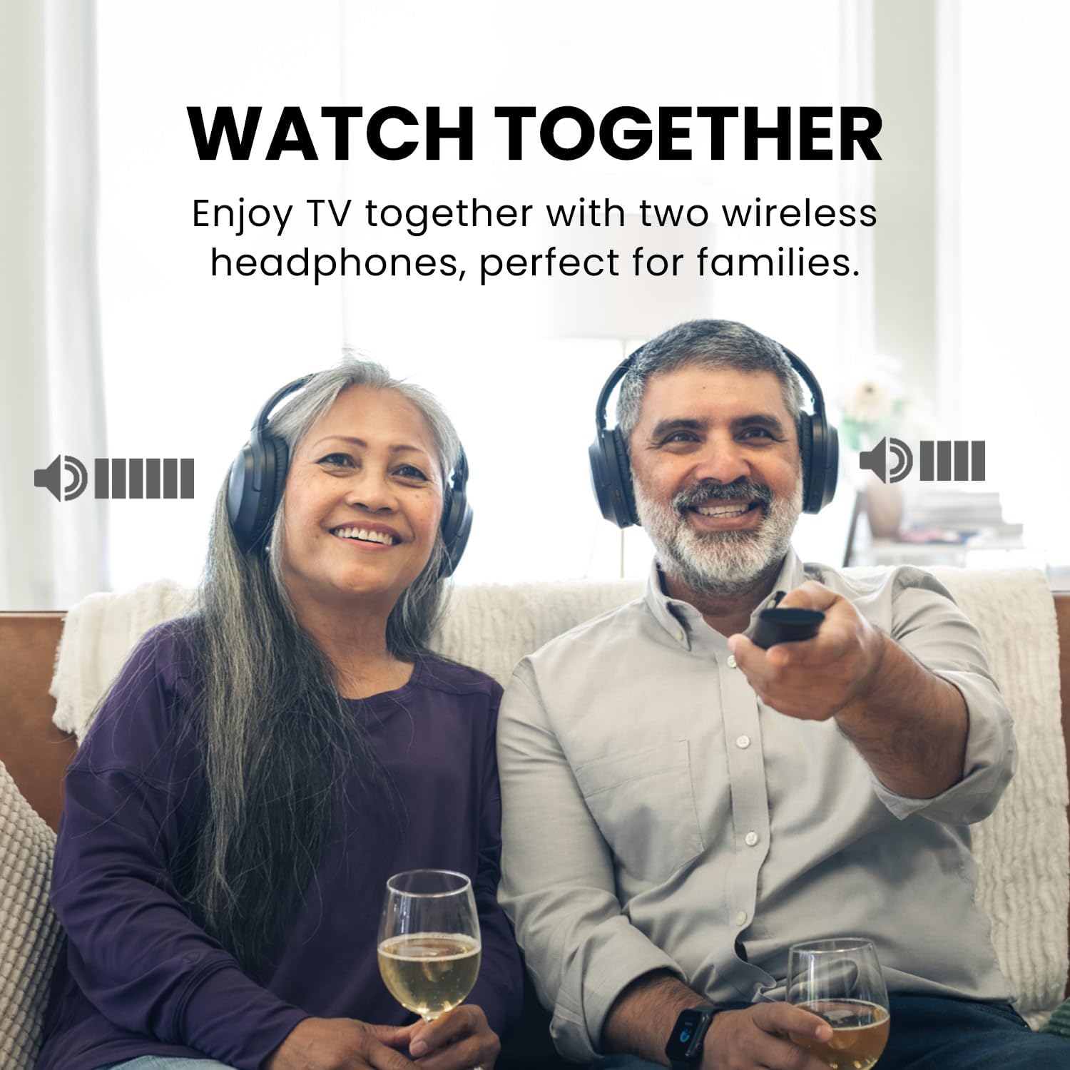 Avantree Duet - Dual Wireless Headphones for TV Watching  Clear Voice & Loud Volume for Seniors and the Hard of Hearing  Easy Plug & Play Setup  with 2.4GHz RF Transmitter & Charging Dock