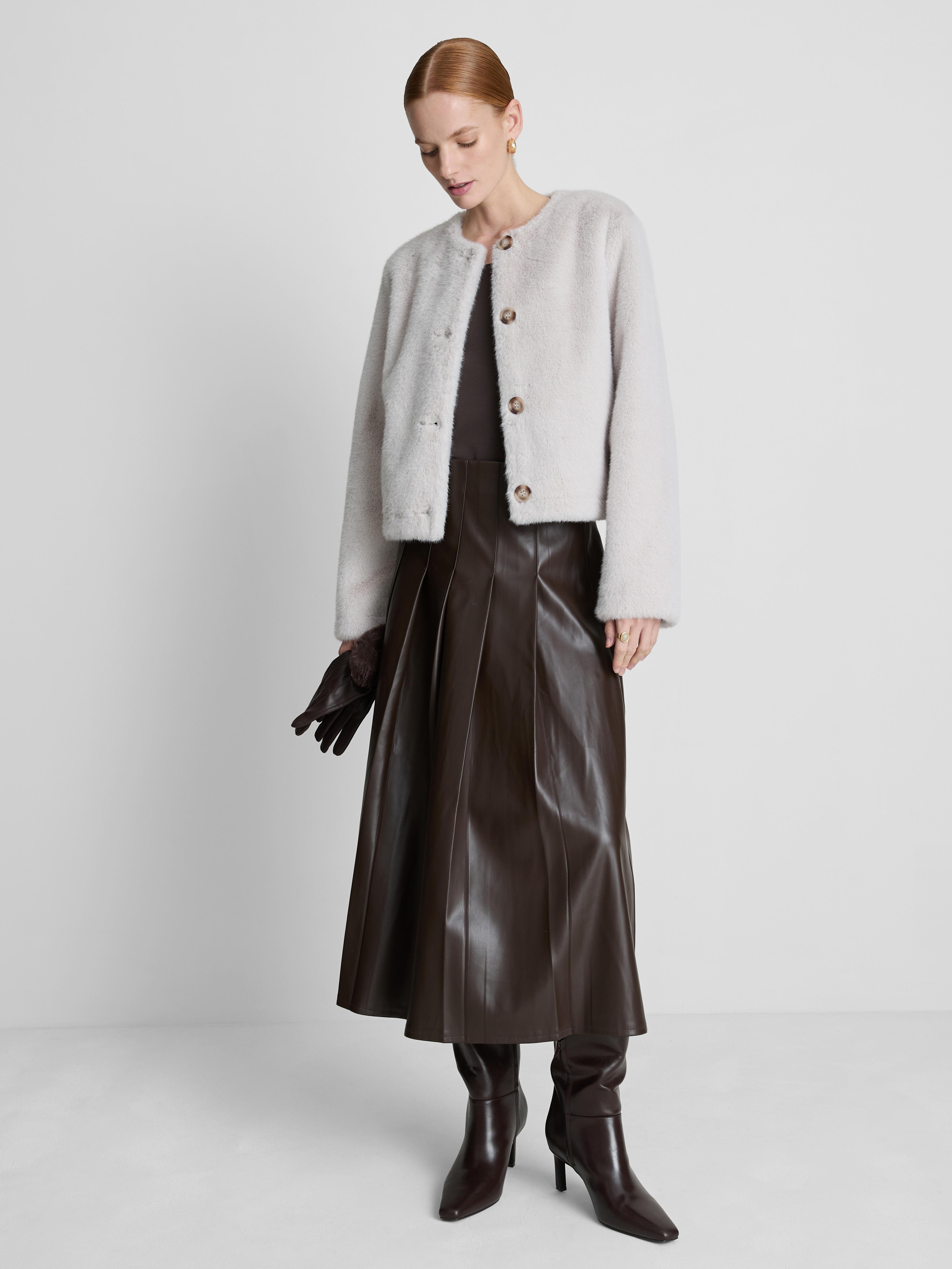 Paula Echevarría PU Pleated Midi Skirt