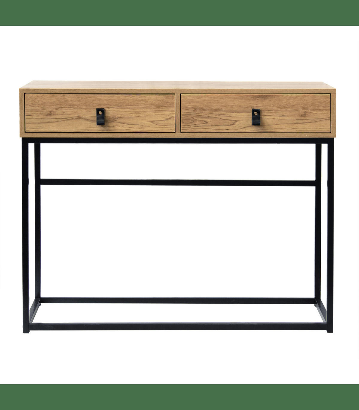 JILL - Console 2 Tiroirs Pieds Métal Effet Chêne - JILL