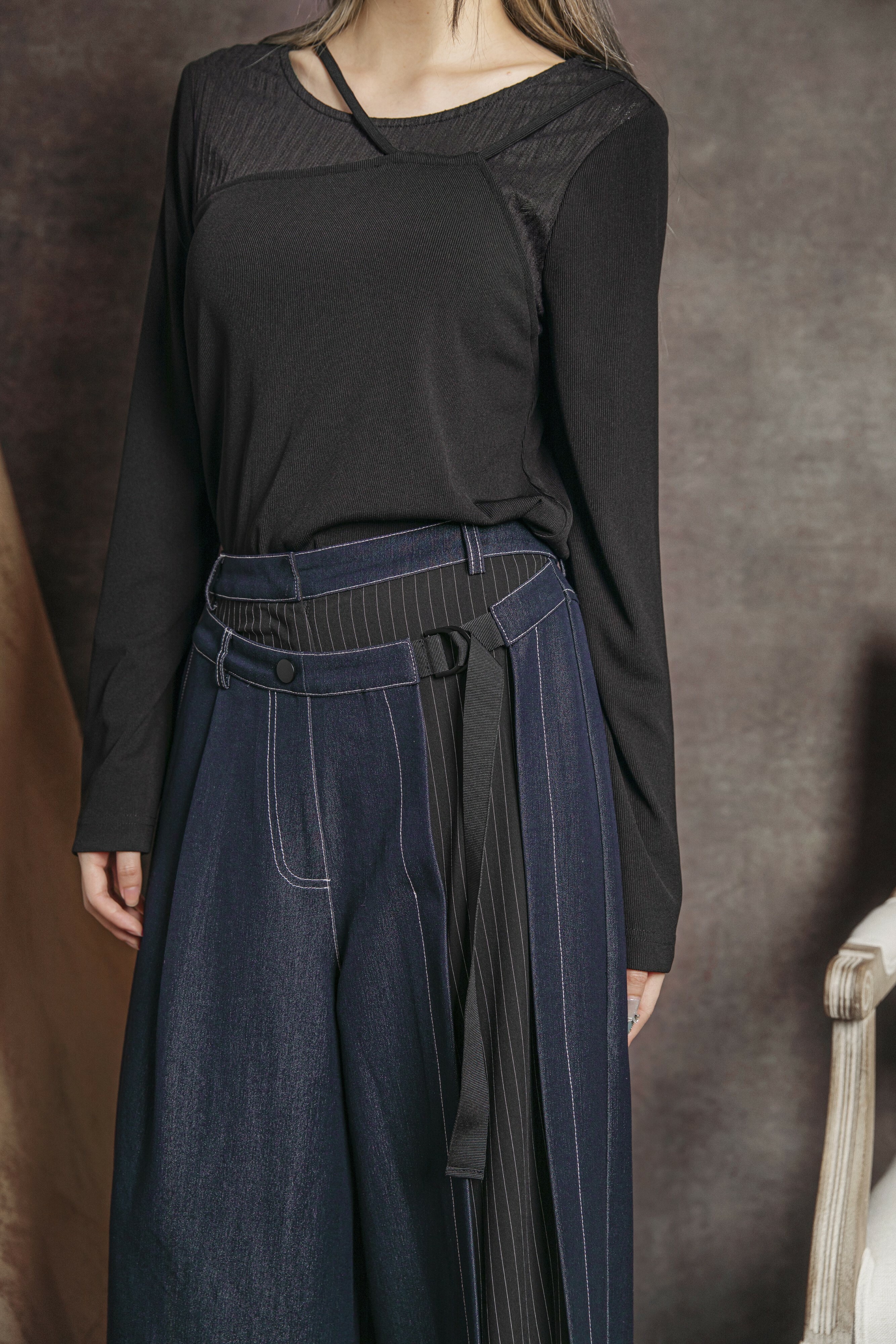 Asymmetric patchwork pants - 280D