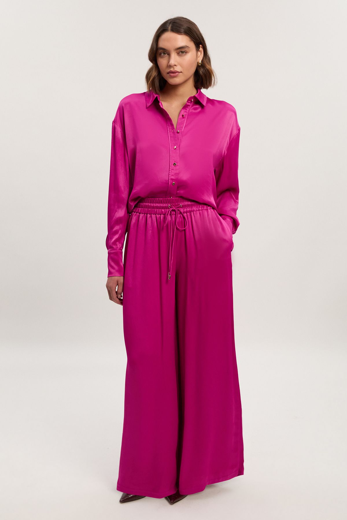 KarenMillen Viscose Satin Oversized Woven Shirt