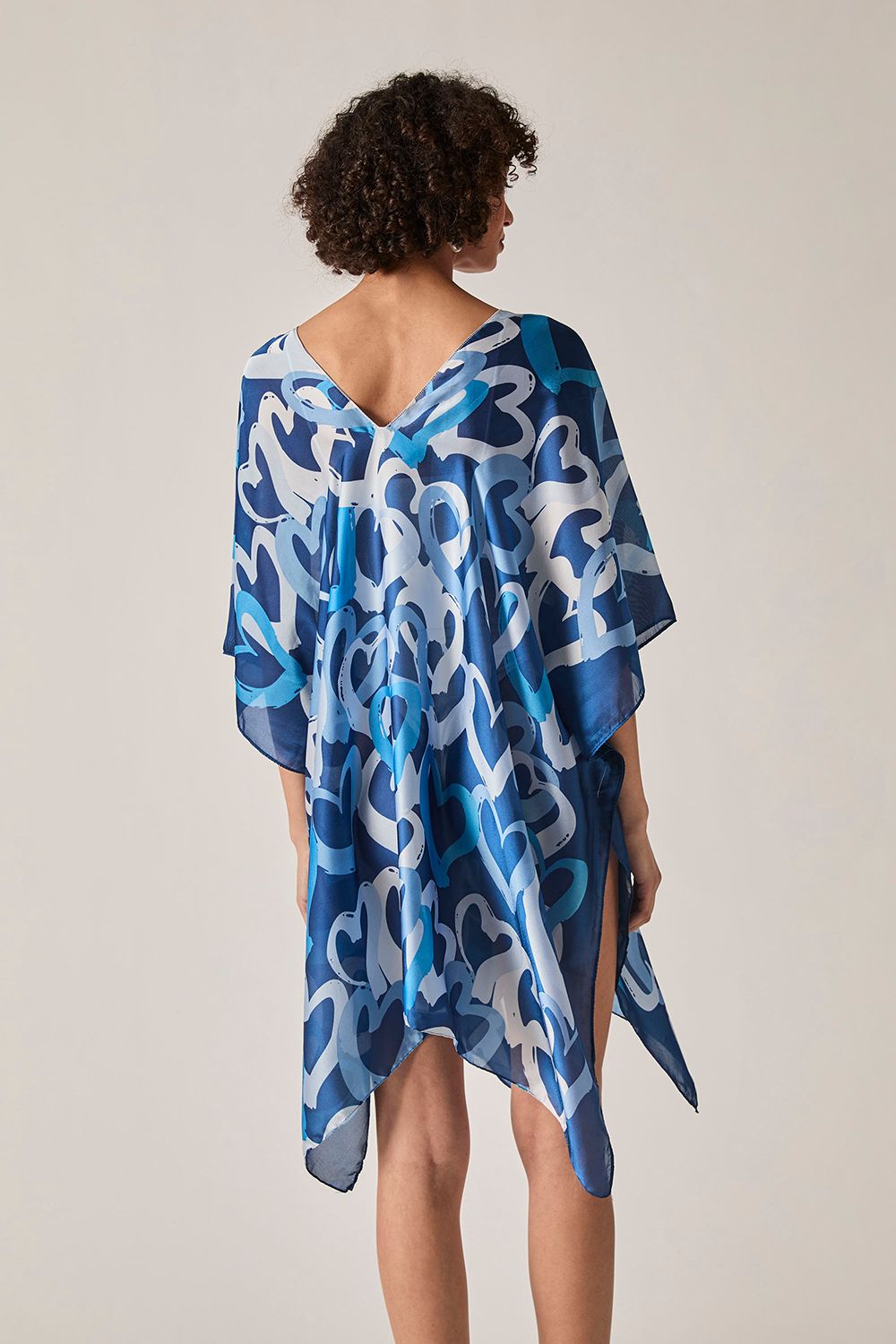 James Lakeland Blue Heart Print Kaftan