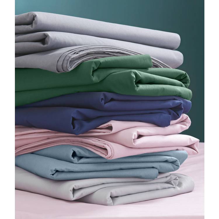 Habitat Cotton Rich 180TC Plain Charcoal Fitted Sheet-Single