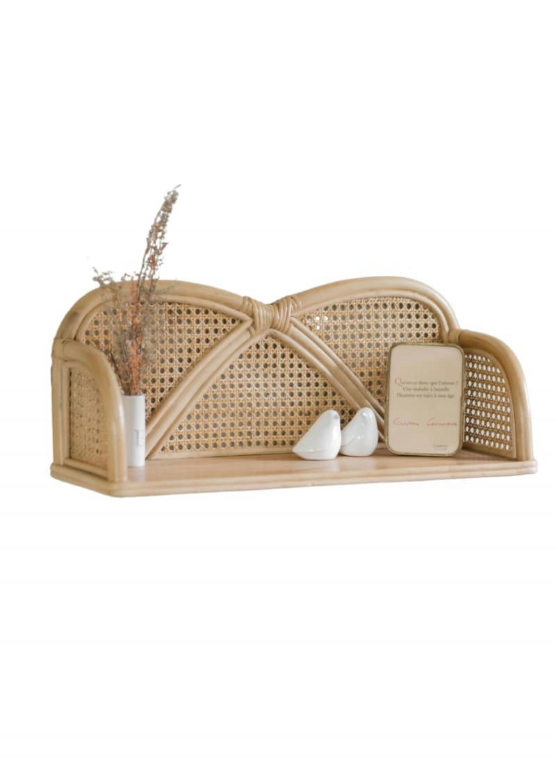 ALMA - Étagère murale rotin et cannage