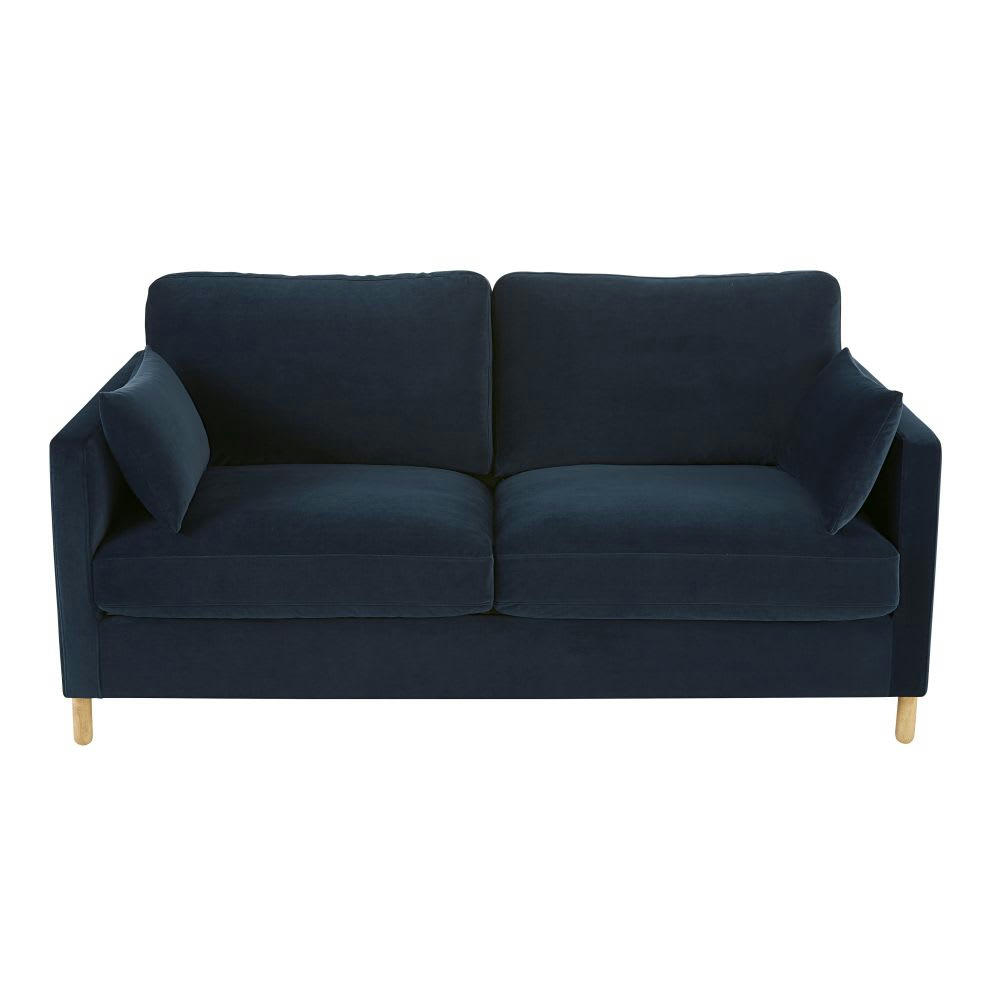Julian - Canapé 3 places en velours bleu nuit