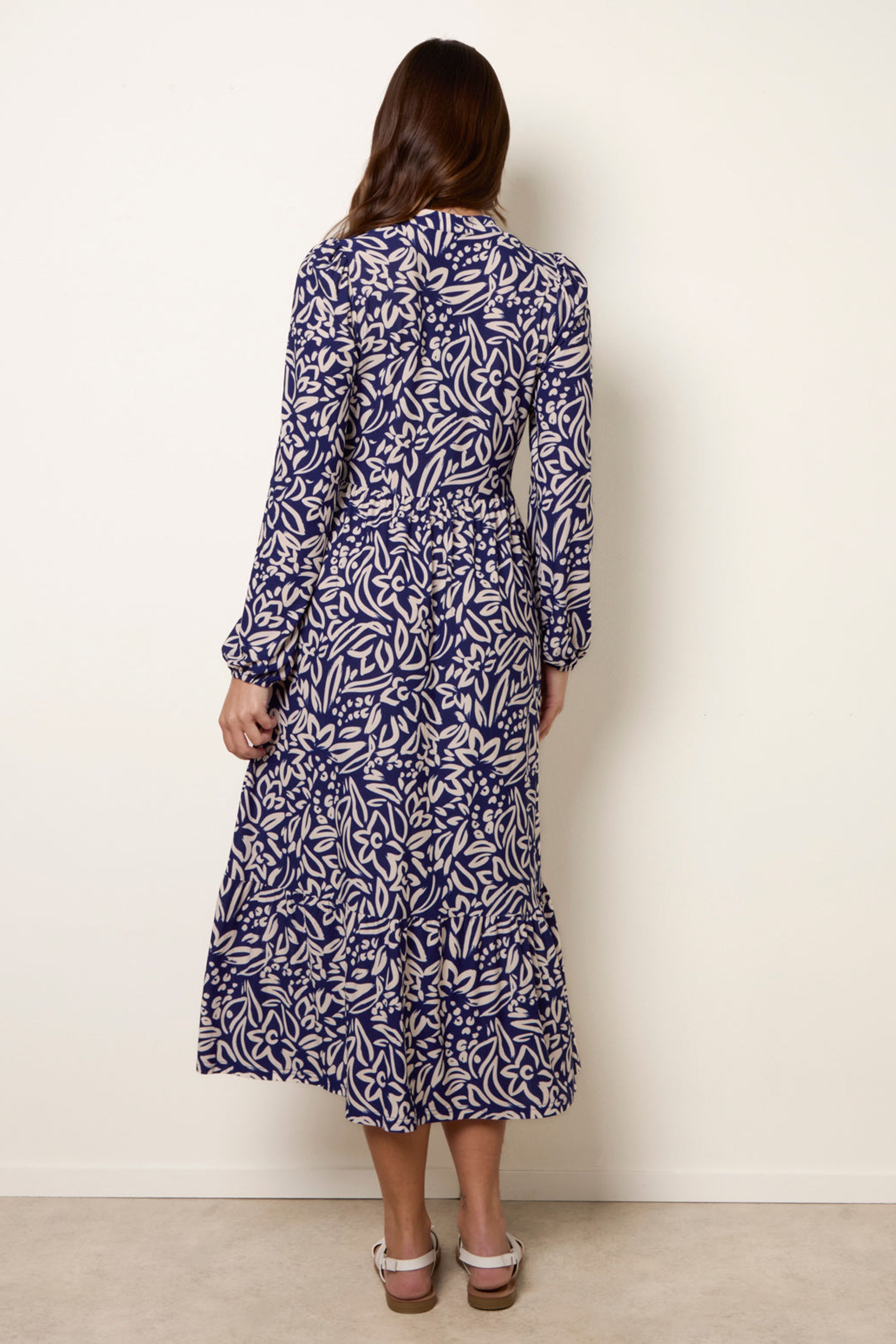 Blue Vanilla Navy Button Front Collared Midi Dress