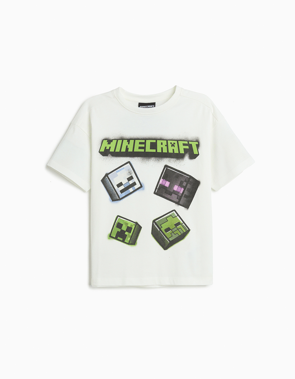 T-shirt Manga Curta 'Minecraft', Menino, Branco